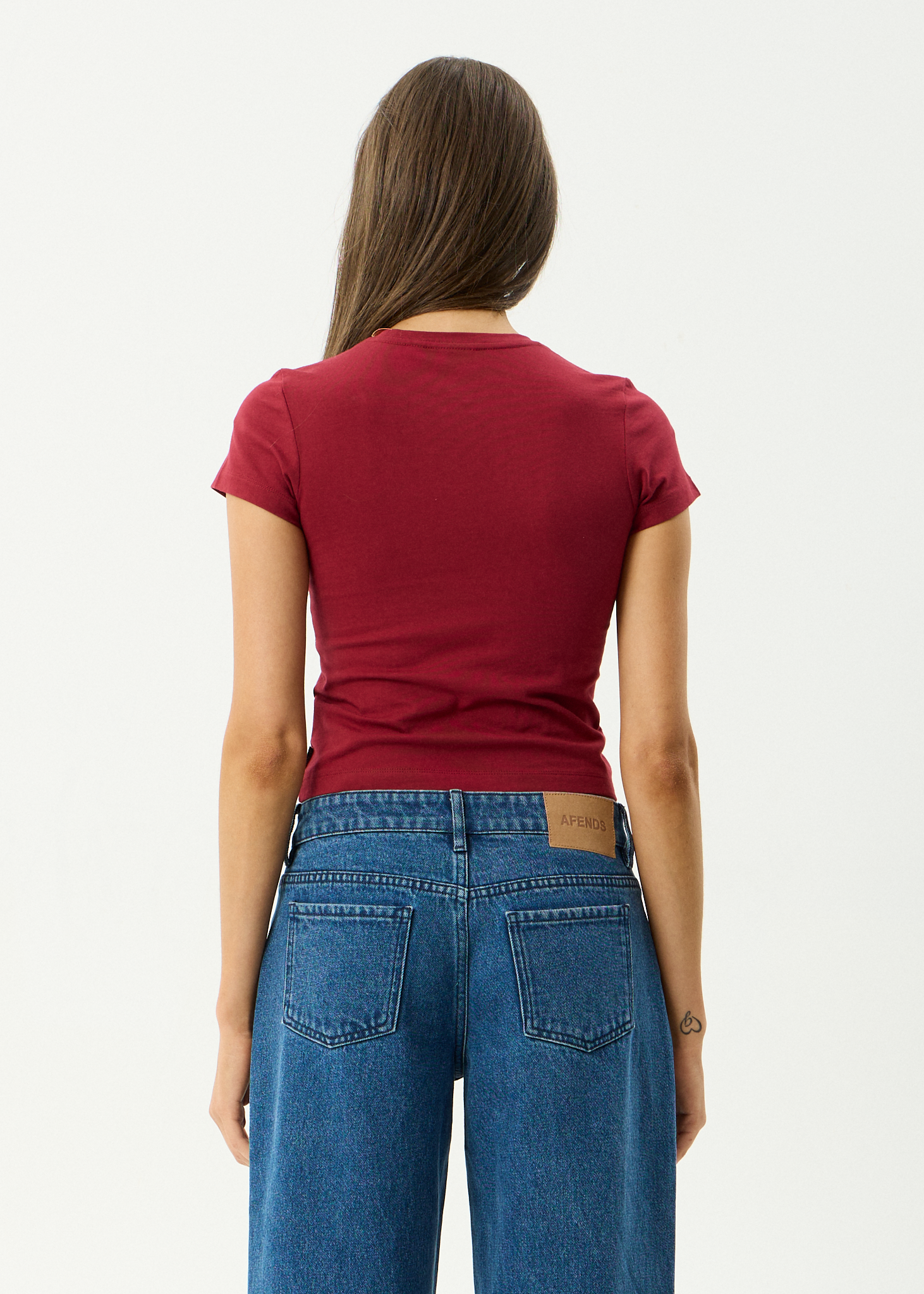 AFENDS Womens Zephyr - Recycled Baby Tee - Burgundy