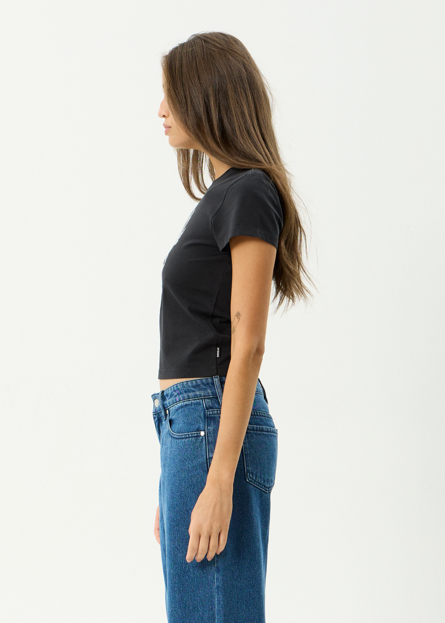 AFENDS Womens Good Nature - Recycled Baby Tee - Stone Black