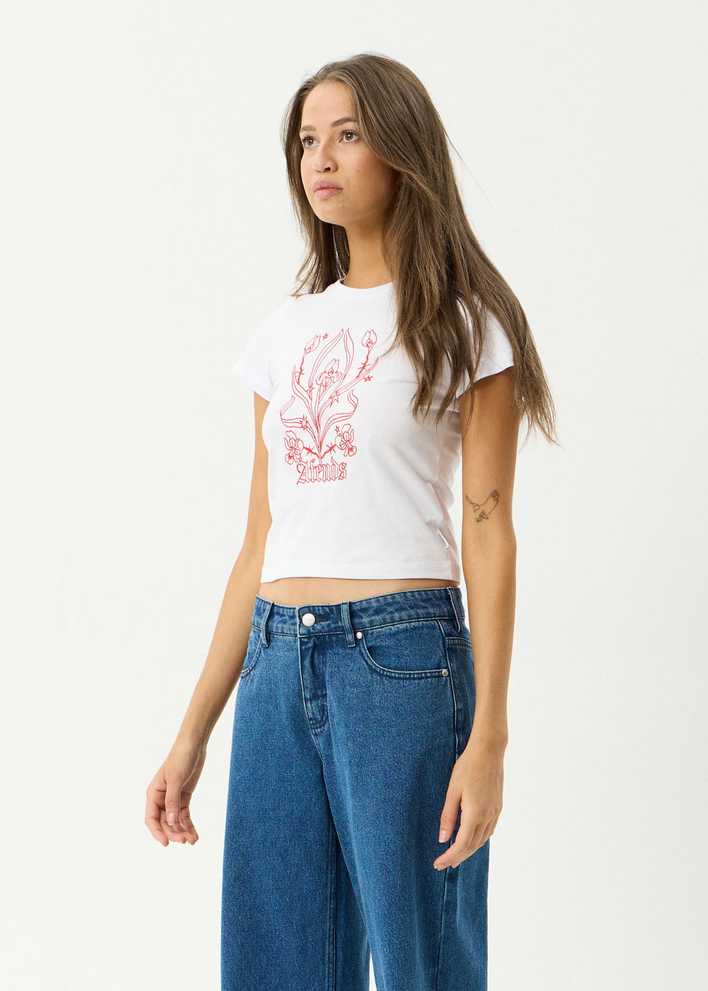 AFENDS Womens Good Nature - Recycled Baby Tee - White