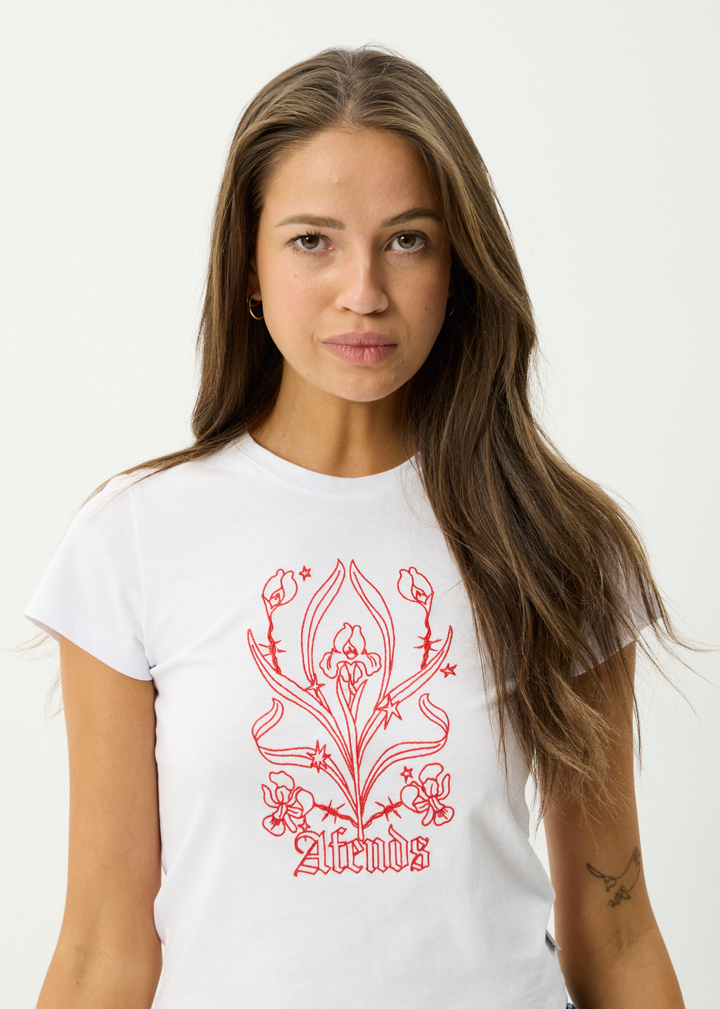 AFENDS Womens Good Nature - Recycled Baby Tee - White