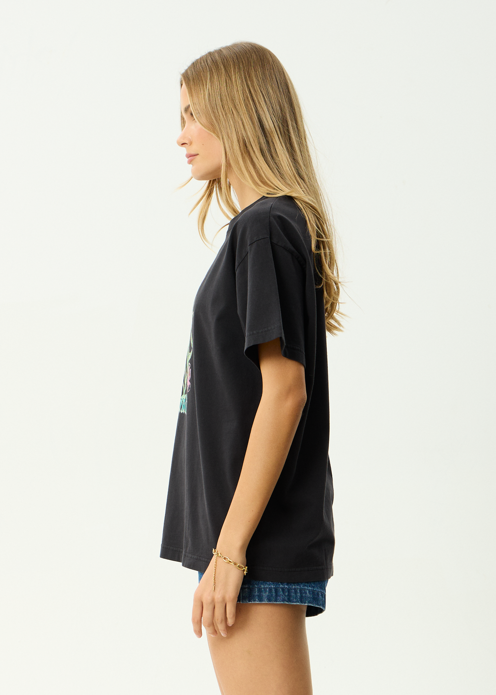 AFENDS Womens Good Nature - Recycled Oversized Tee - Stone Black