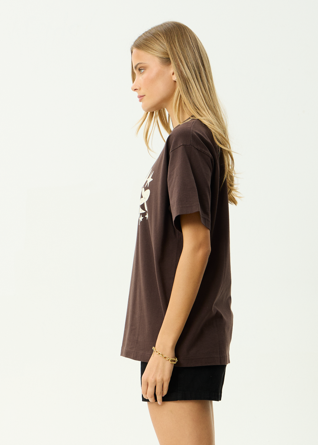AFENDS Womens Garden Variety - Recycled Oversized Tee - Coffee