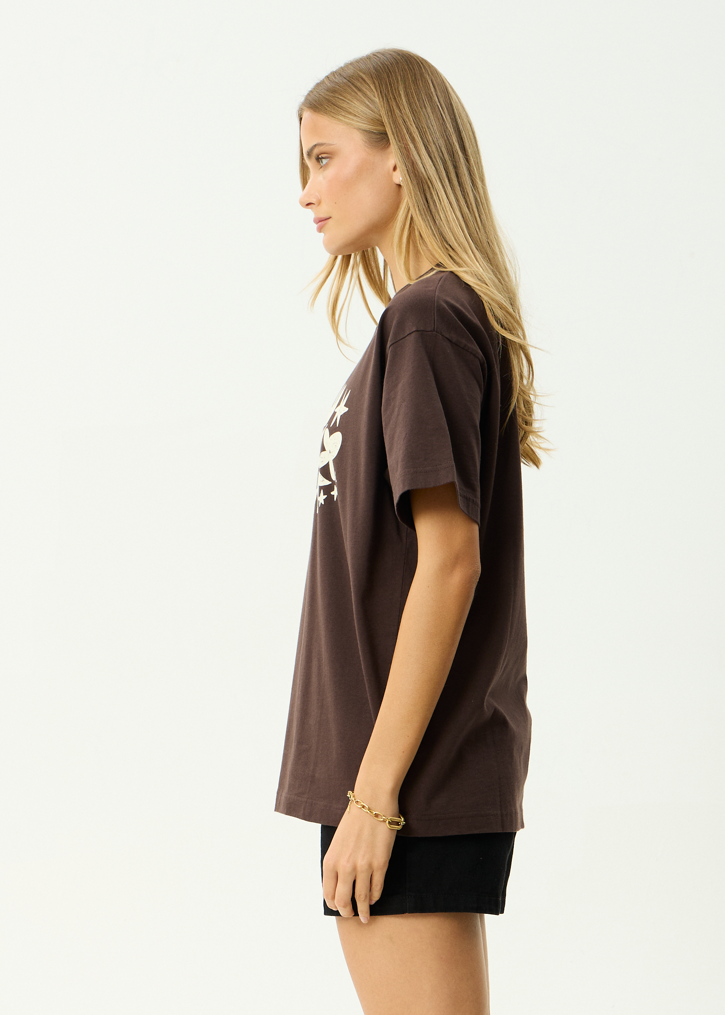 AFENDS Womens Garden Variety - Recycled Oversized Tee - Coffee