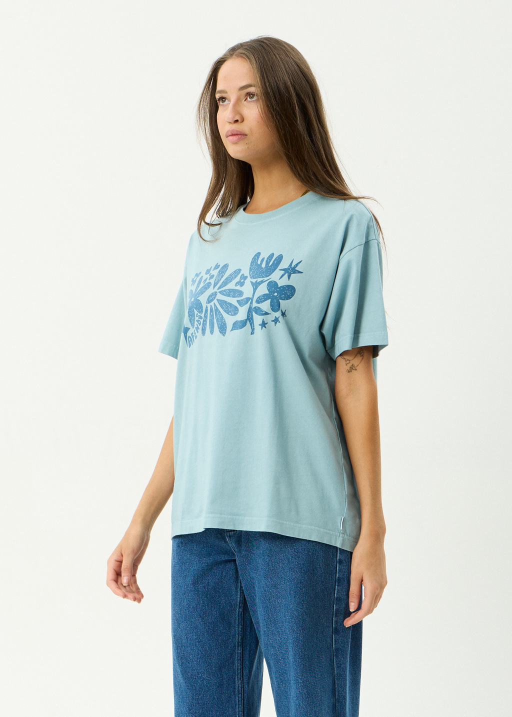 AFENDS Womens Garden Variety - Recycled Oversized Tee - Overcast