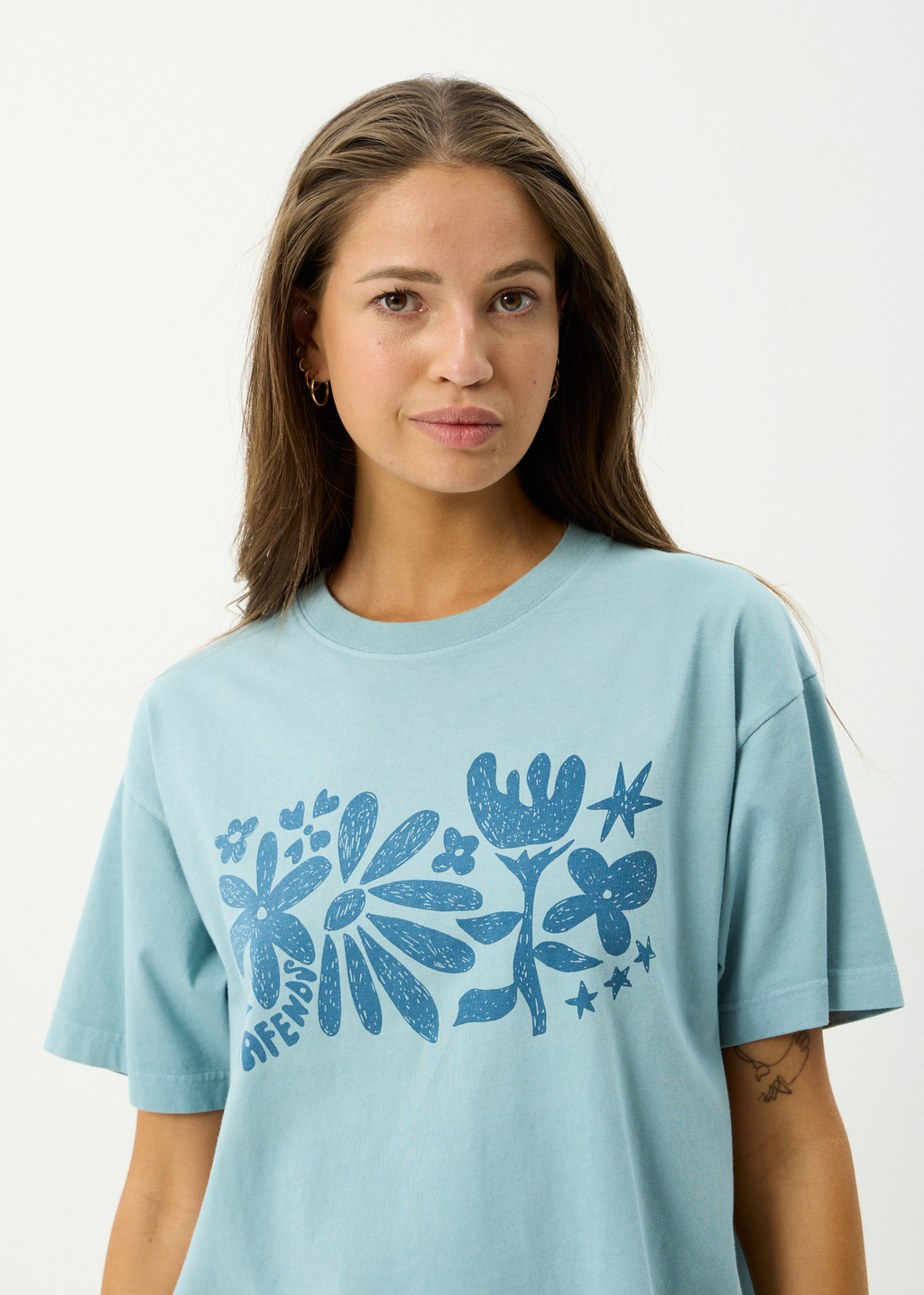 AFENDS Womens Garden Variety - Recycled Oversized Tee - Overcast