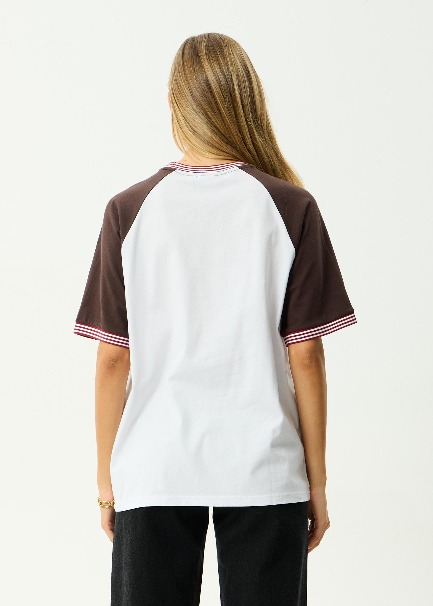 AFENDS Womens Dexter - Recycled Oversized Tee - Coffee / White