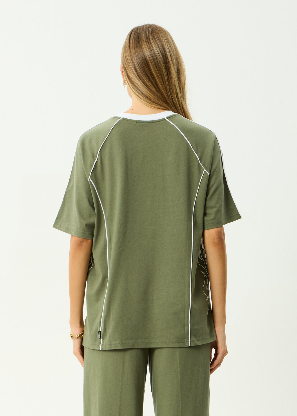 AFENDS Womens Dirts - Recycled Oversized Tee - Deep Olive