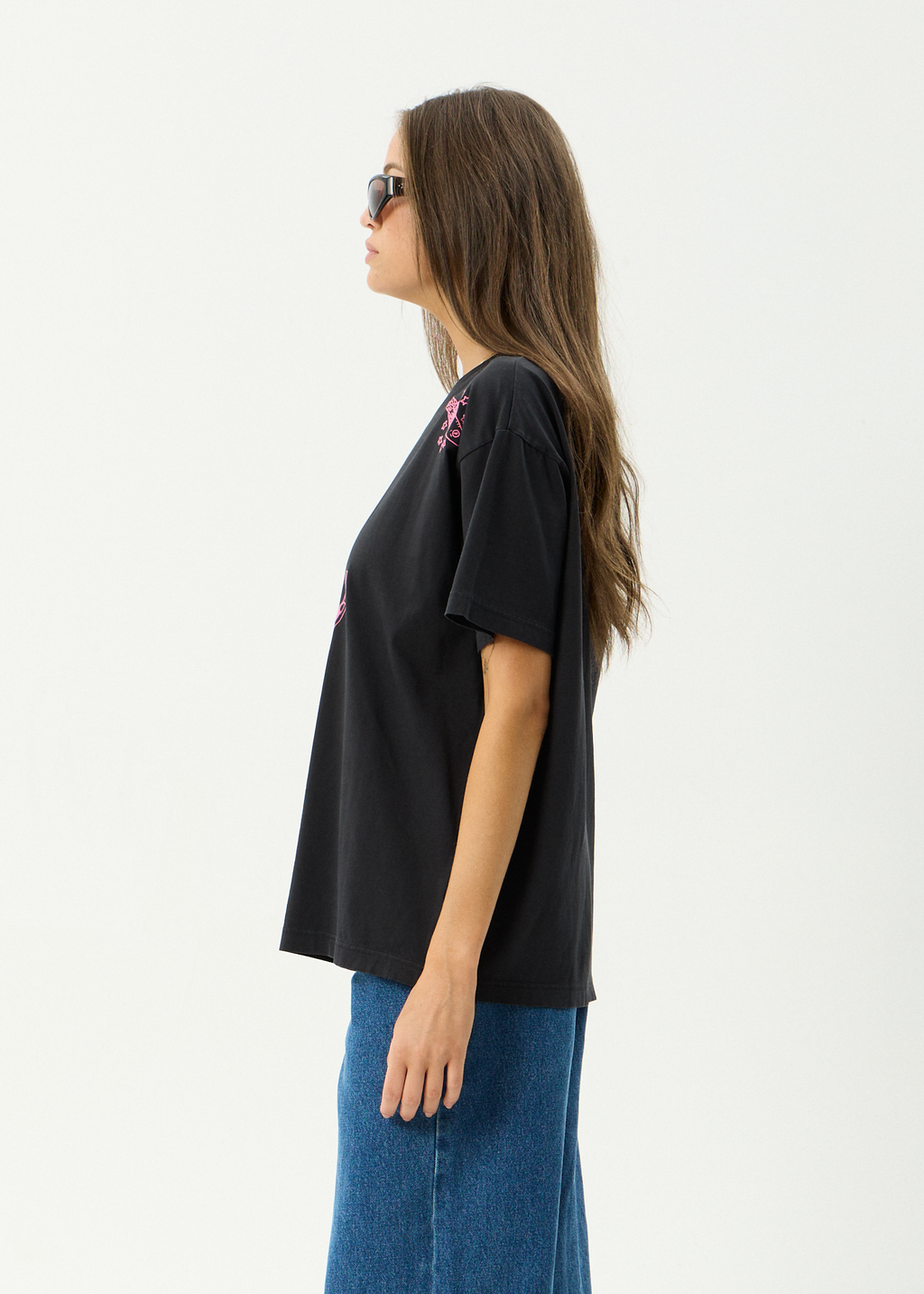AFENDS Womens Sea Siren - Recycled Oversized Tee - Stone Black