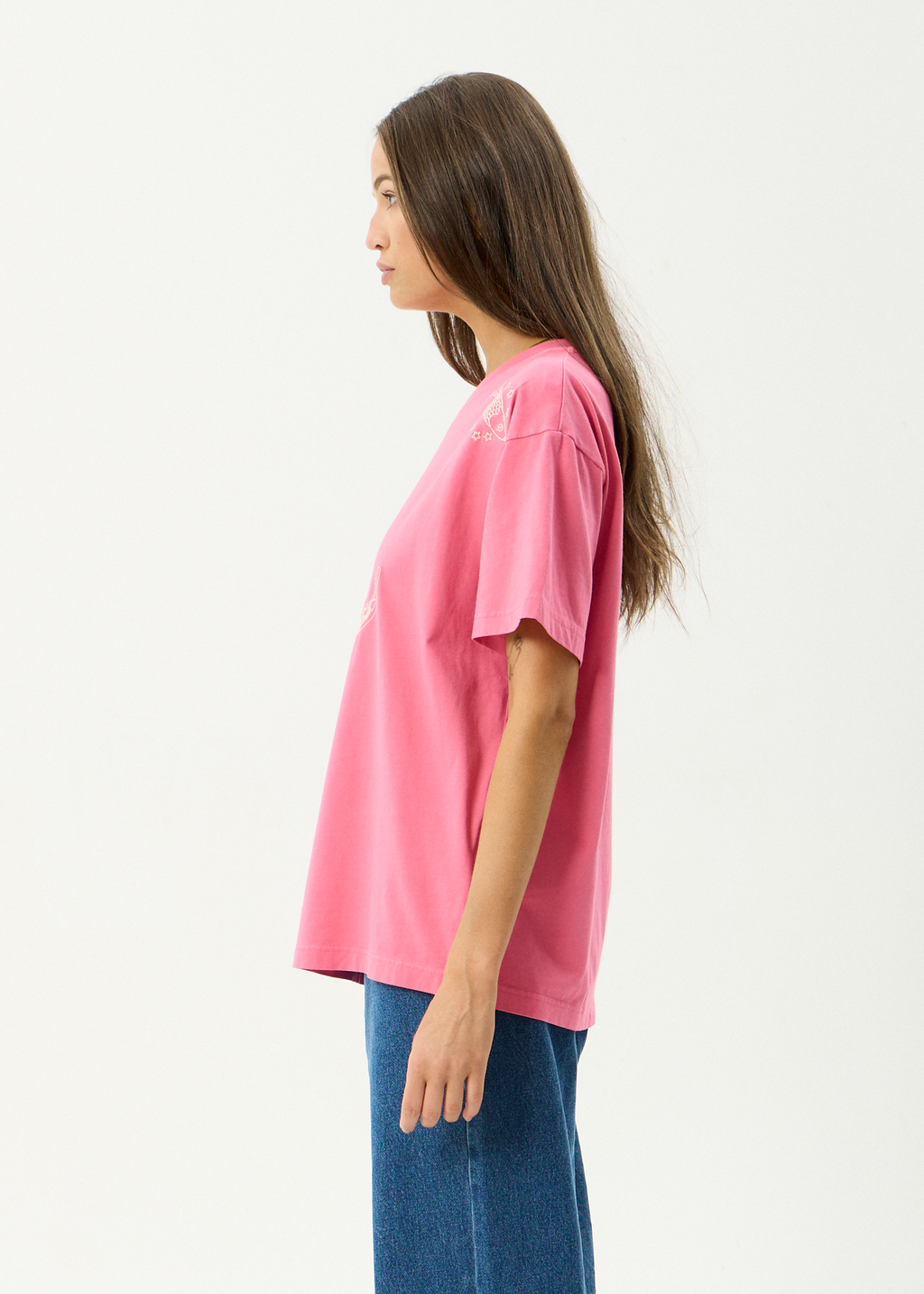 AFENDS Womens Sea Siren - Recycled Oversized Tee - Washed Raspberry