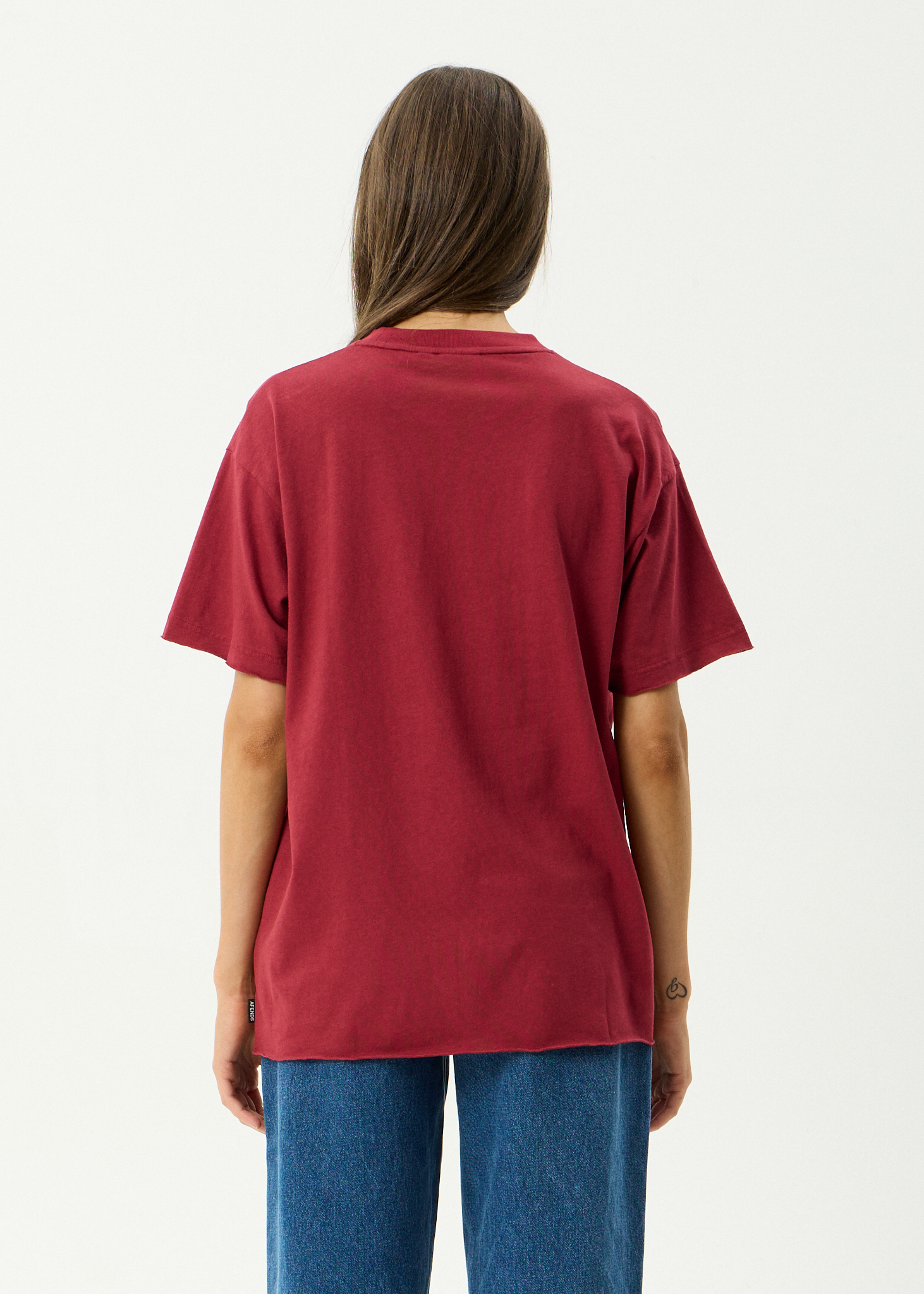AFENDS Womens Single N Thorny - Hemp Oversized Tee - Burgundy