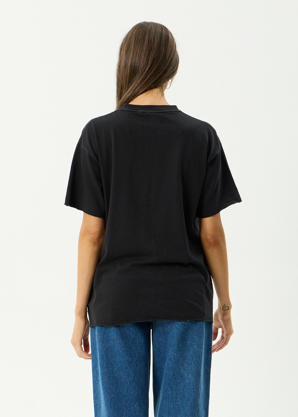 AFENDS Womens Single N Thorny - Hemp Oversized Tee - Stone Black