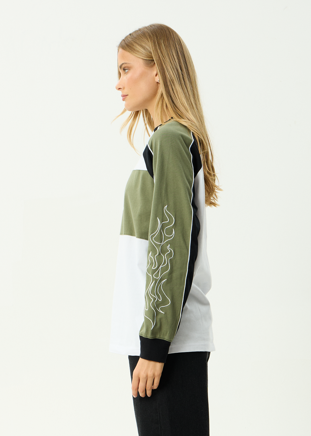 AFENDS Womens Dirts - Recycled Long Sleeve Tee - Deep Olive