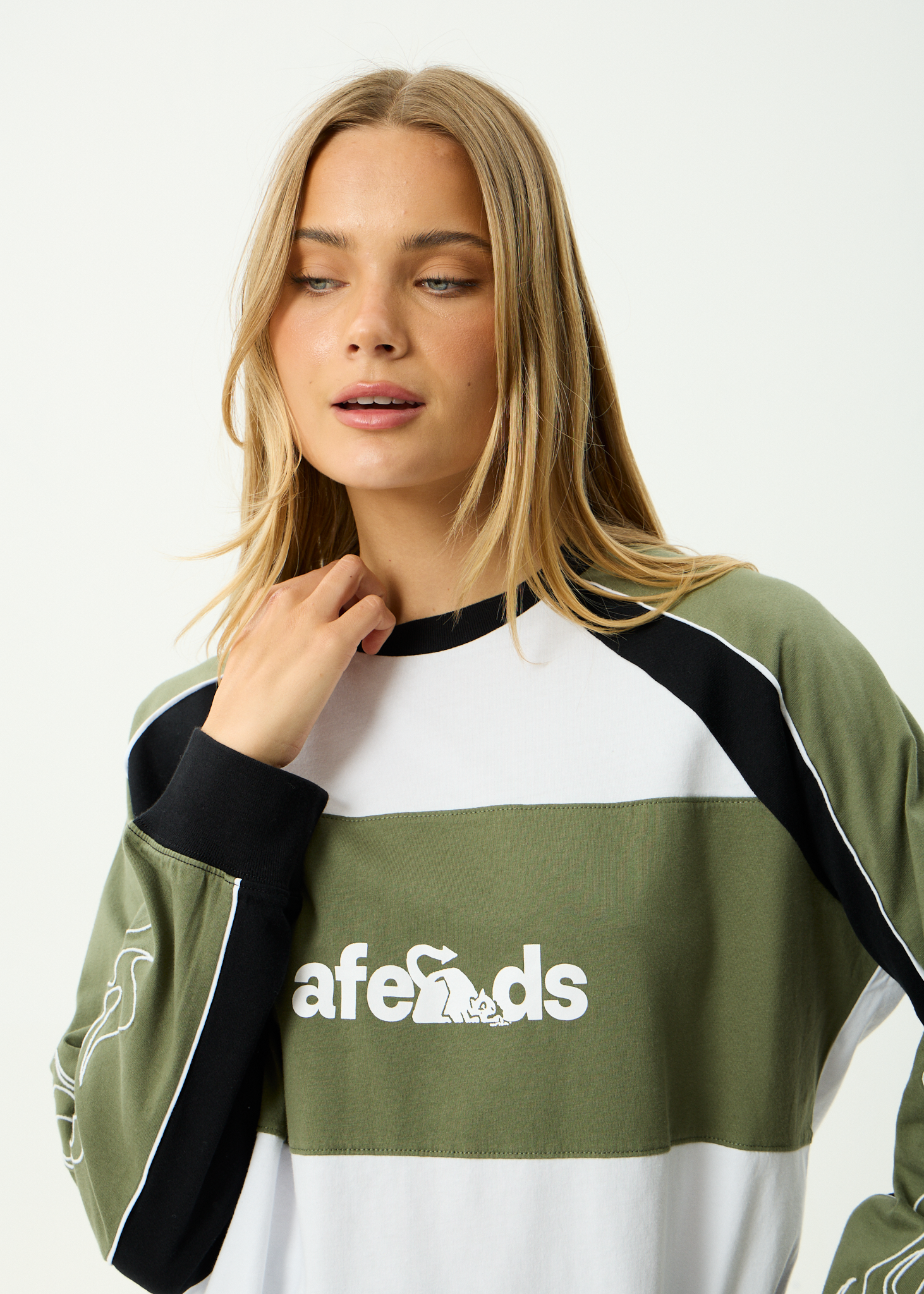 AFENDS Womens Dirts - Recycled Long Sleeve Tee - Deep Olive
