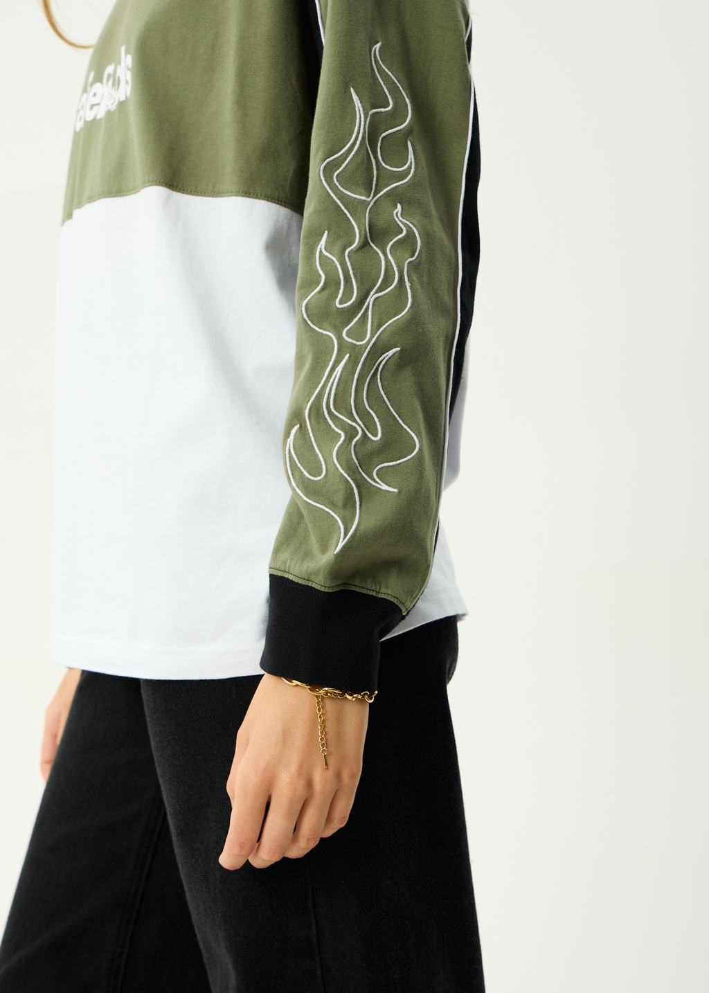 AFENDS Womens Dirts - Recycled Long Sleeve Tee - Deep Olive