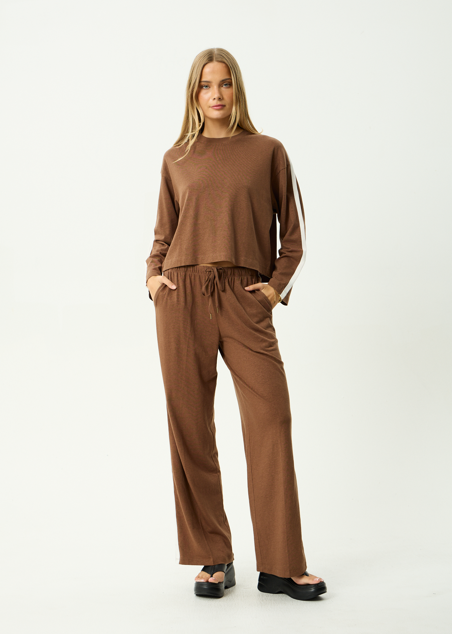 AFENDS Womens Marla - Long Sleeve Tee - Cinnamon