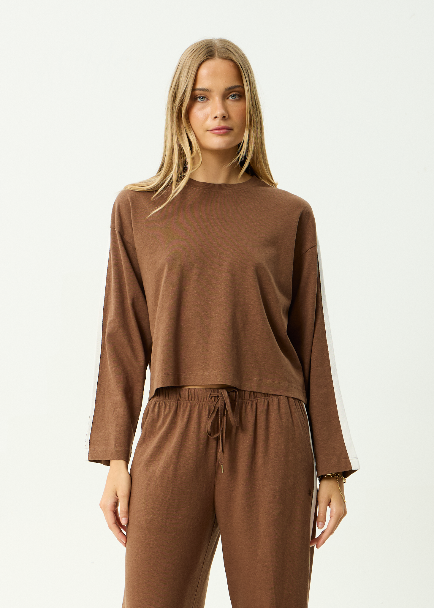 AFENDS Womens Marla - Long Sleeve Tee - Cinnamon