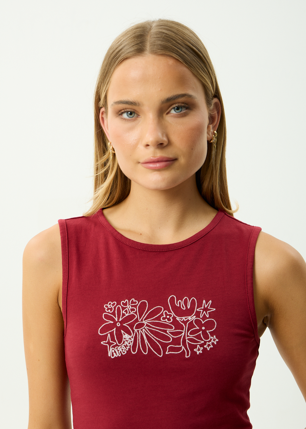 AFENDS Womens Garden Variety Tank Burgundy