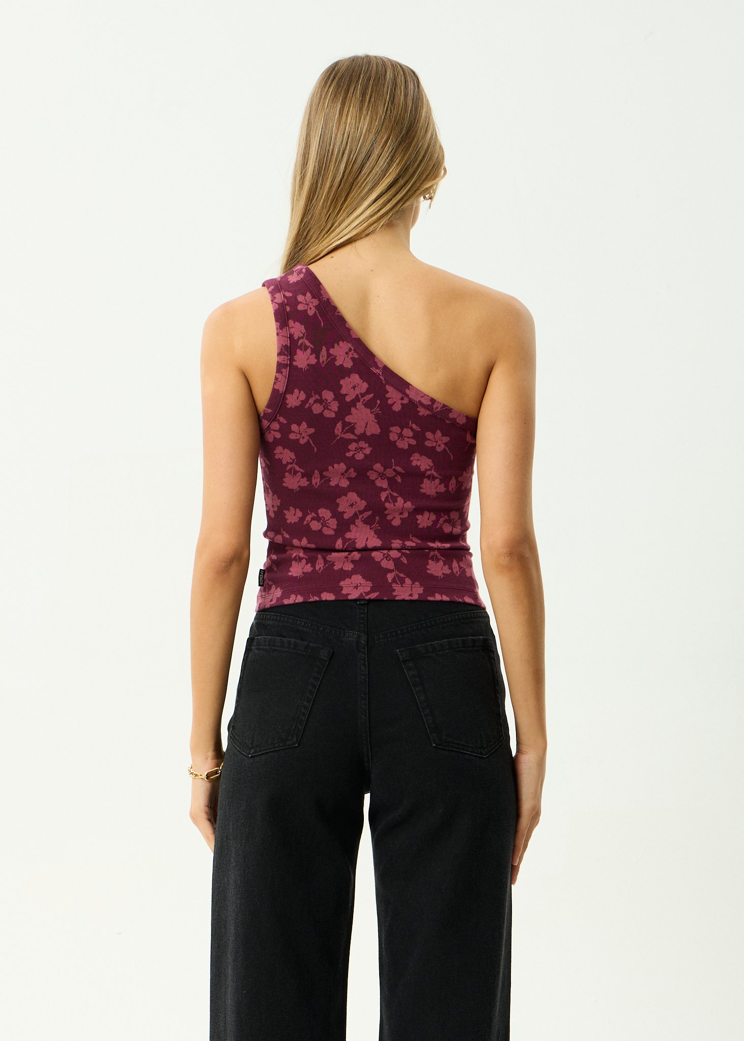 AFENDS Womens Marin - Recycled One Shoulder Top - Port