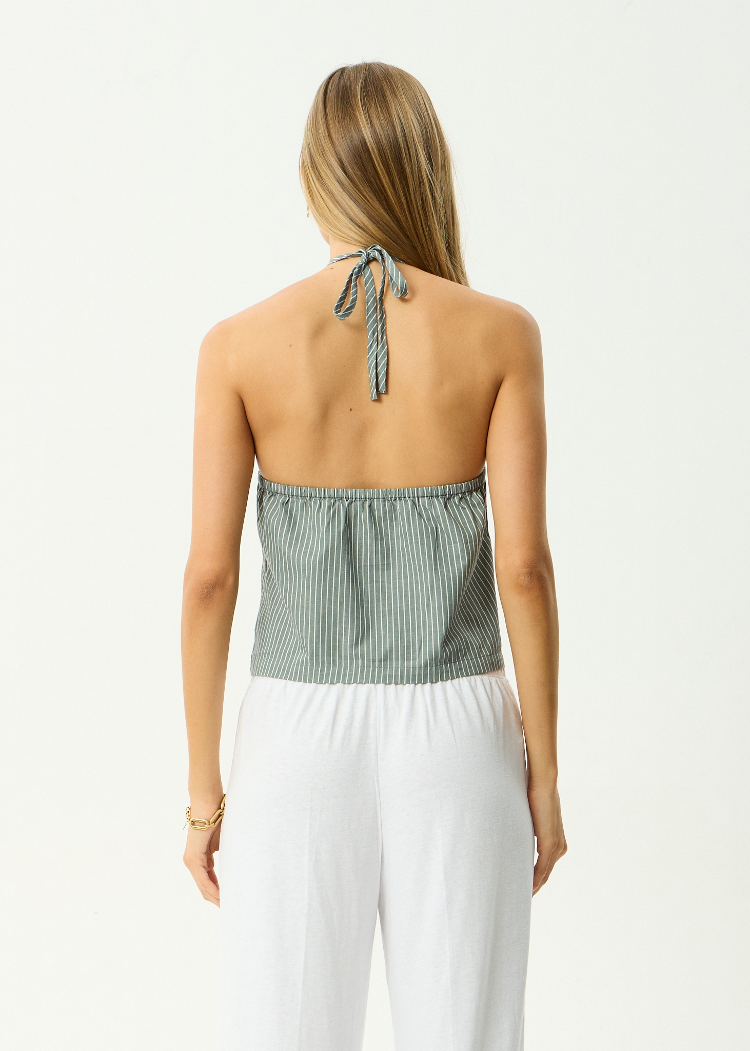 AFENDS Womens Pinned - Organic Halter Top - Sycamore Stripe