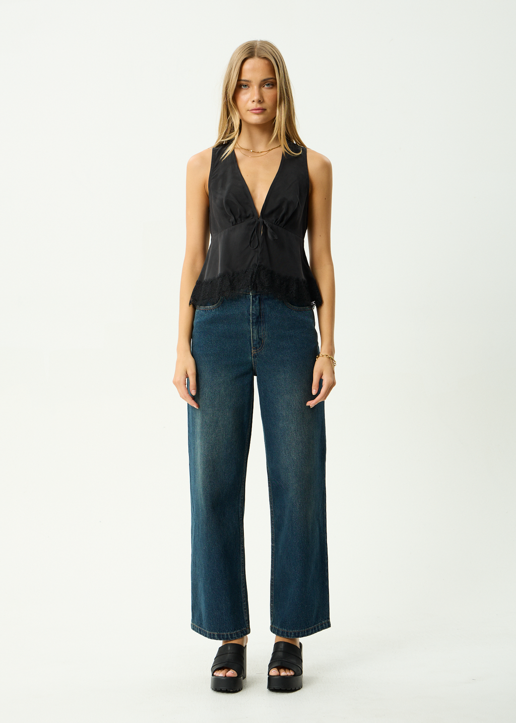 AFENDS Womens Sinclair - Cupro Tie Top - Black