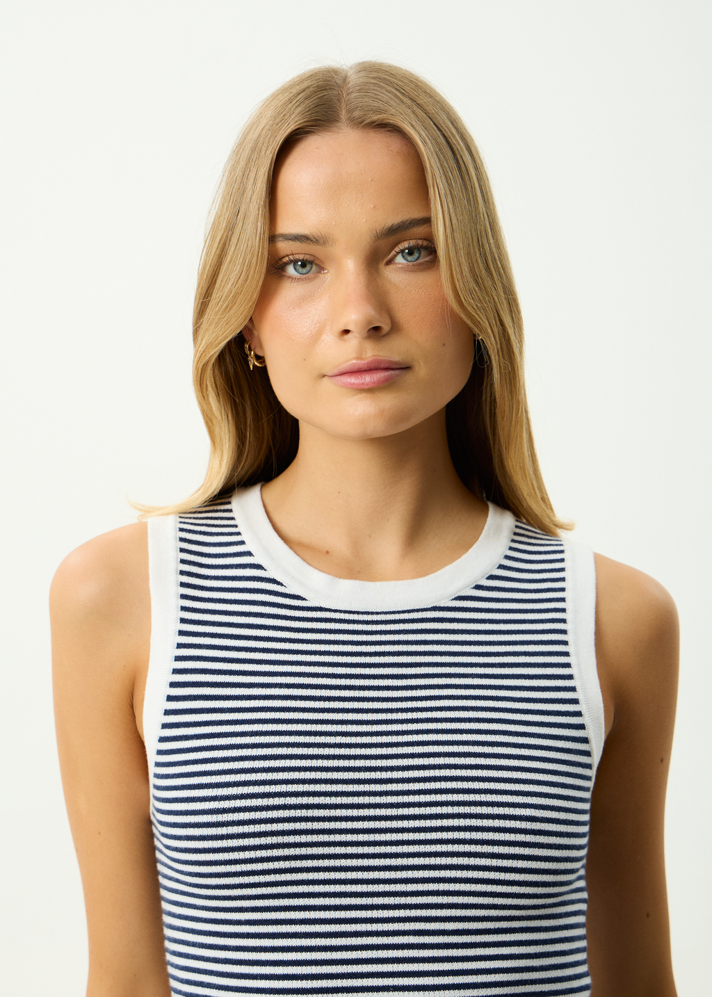 AFENDS Womens Shoreline - Recycled Knit Tank - Navy Stripe