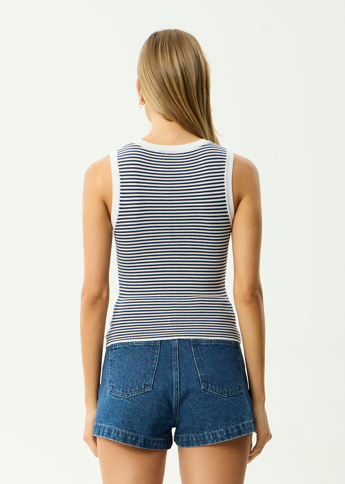 AFENDS Womens Shoreline - Recycled Knit Tank - Navy Stripe