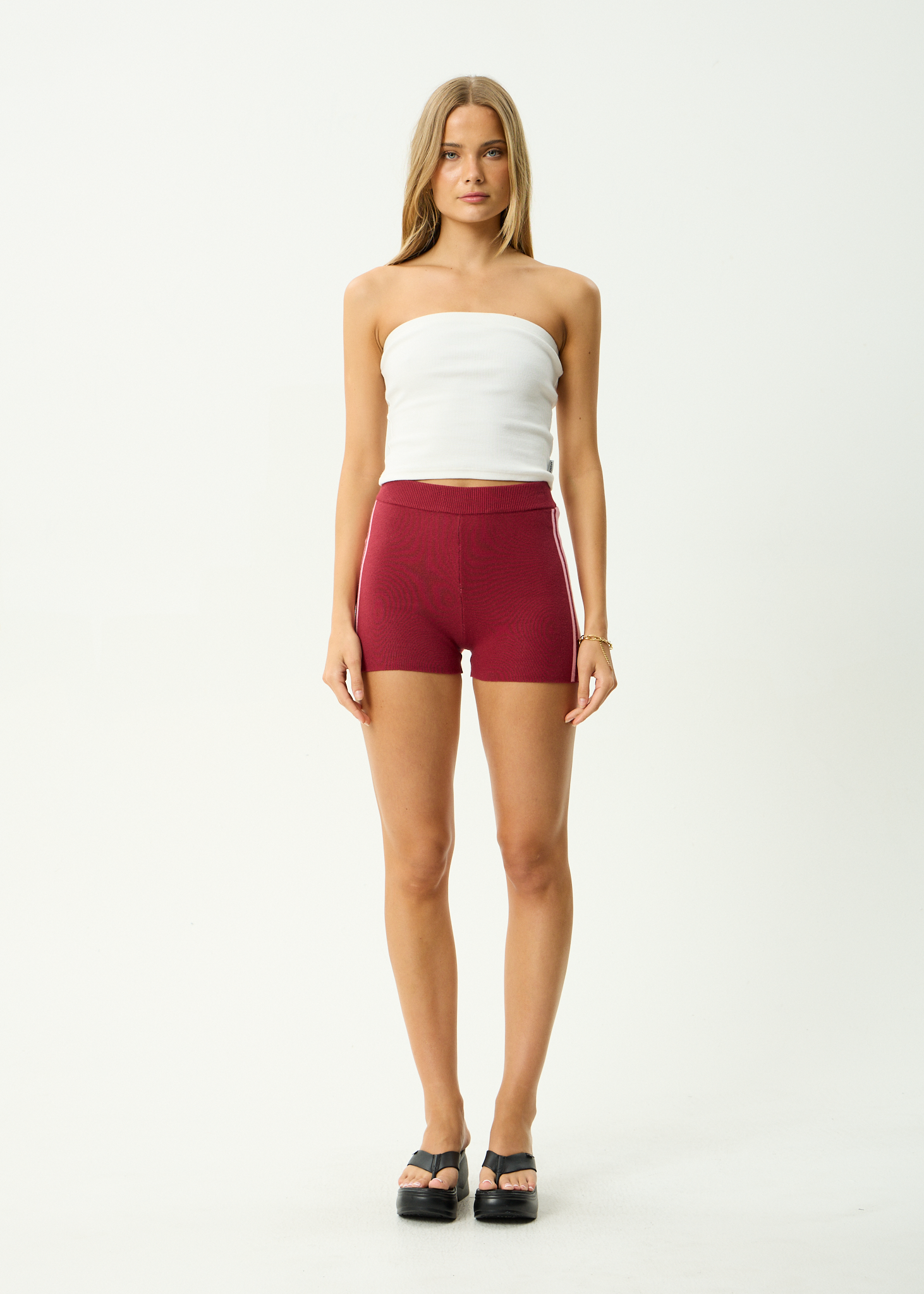 AFENDS Womens Sunny - Recycled Knit Short - Burgundy