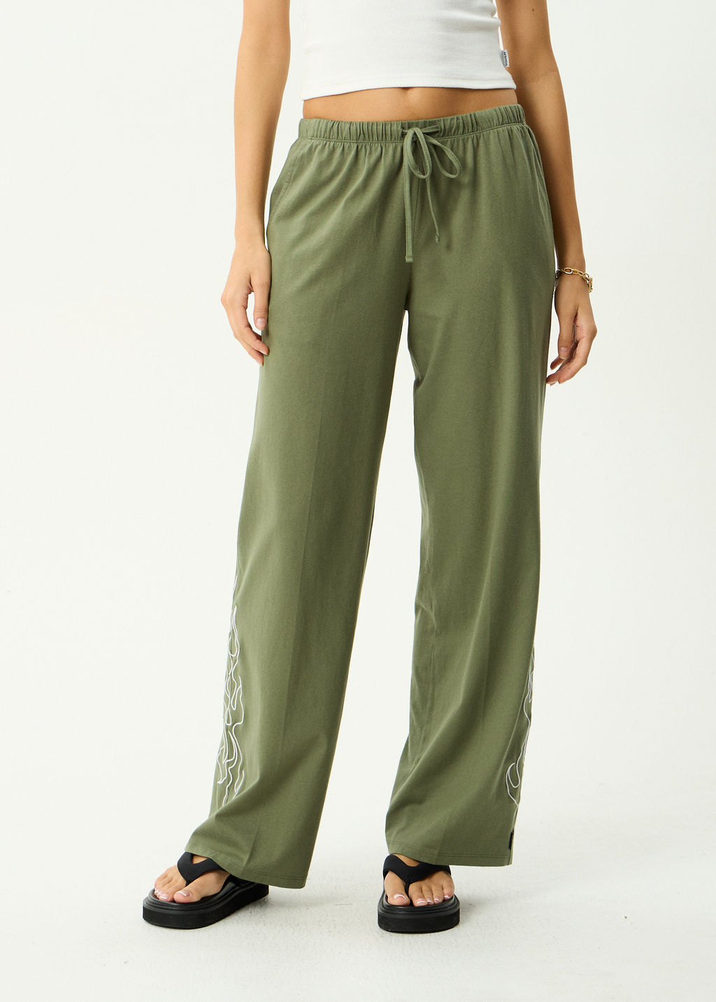 AFENDS Womens Dirts - Recycled Jersey Pant - Deep Olive