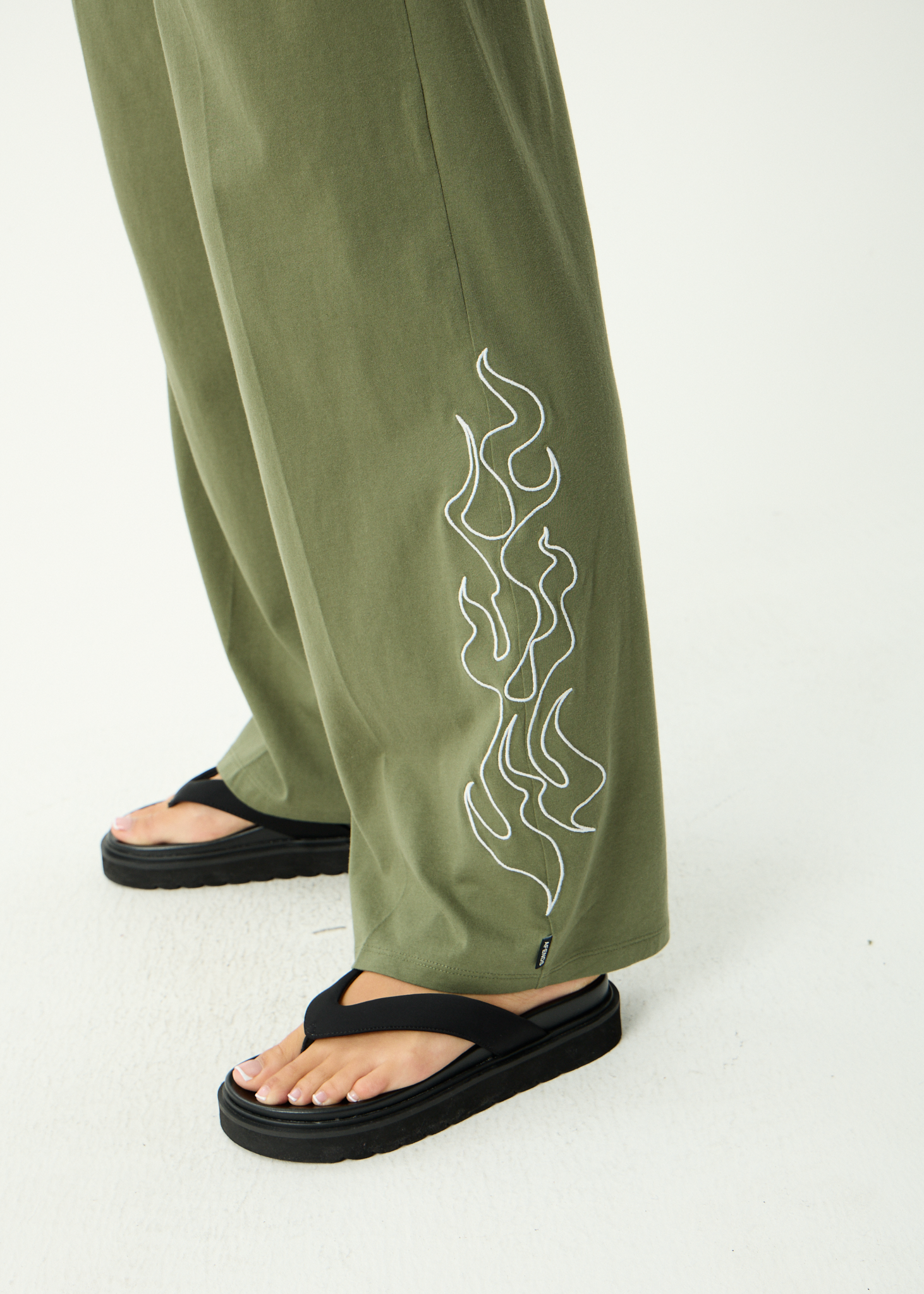 AFENDS Womens Dirts - Recycled Jersey Pant - Deep Olive