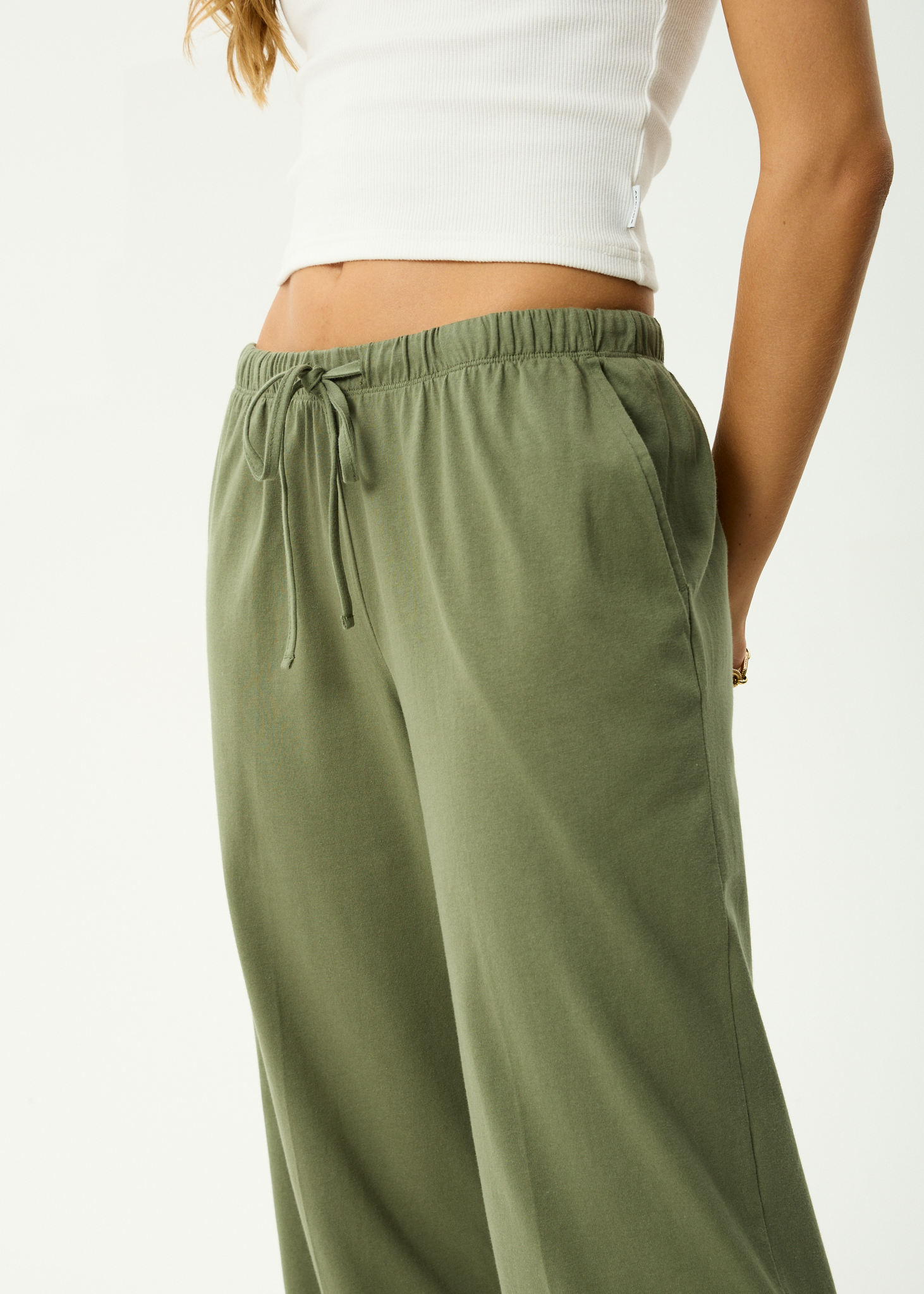 AFENDS Womens Dirts - Recycled Jersey Pant - Deep Olive