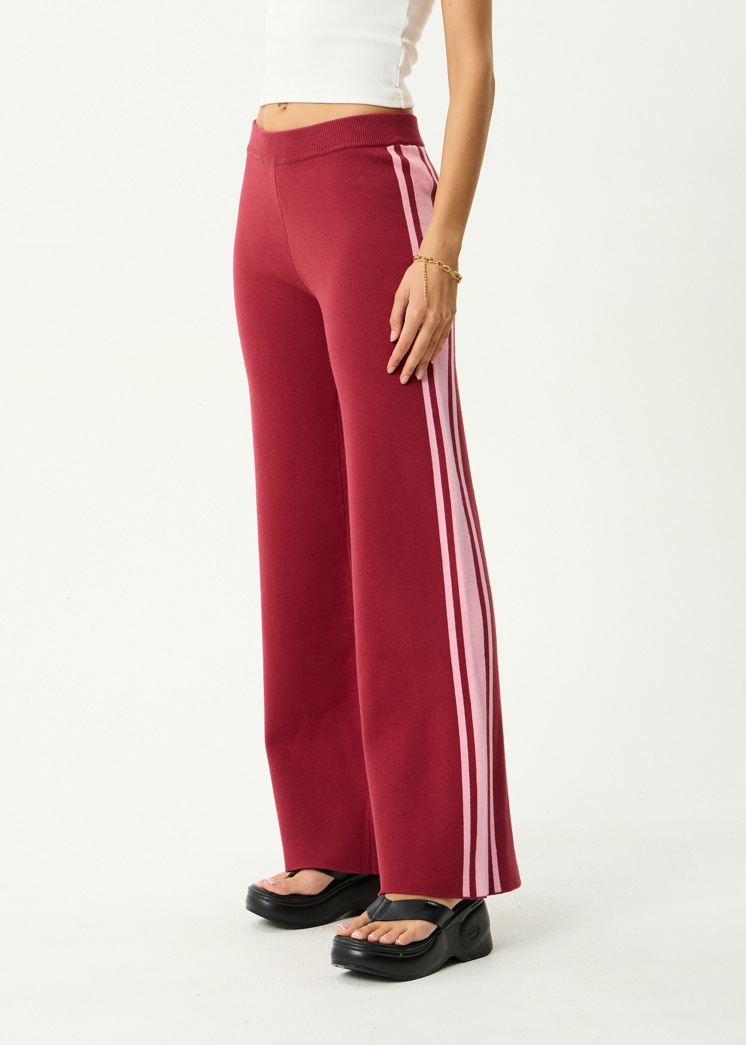 AFENDS Womens Sunny - Recycled Knit Pant - Burgundy