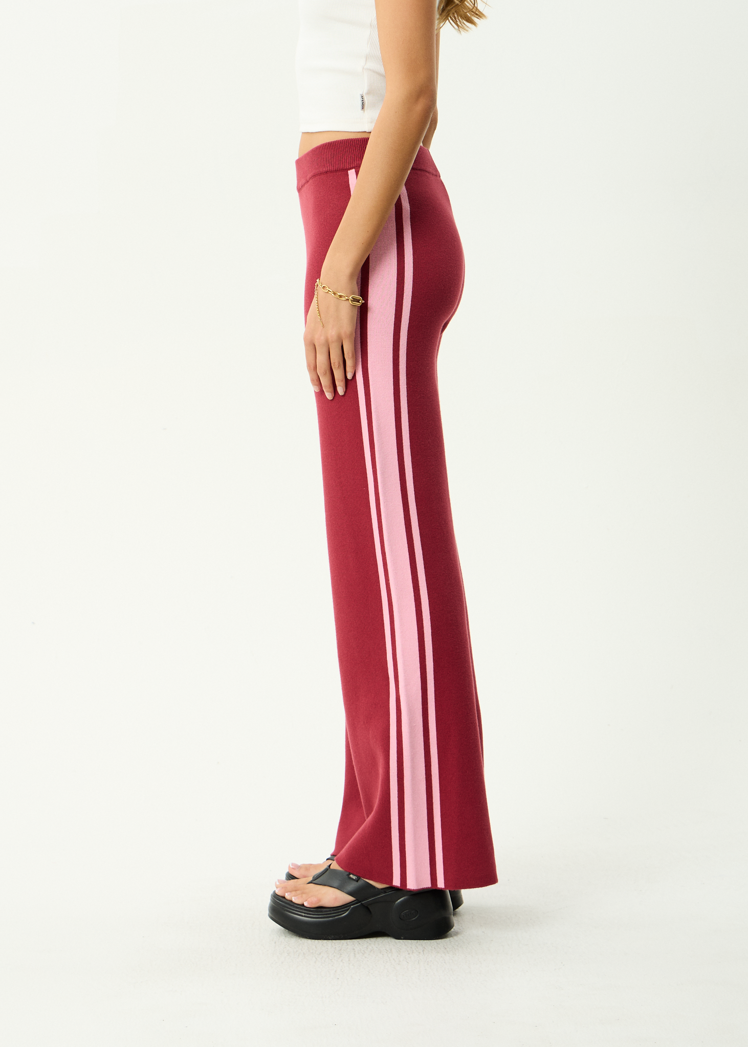 AFENDS Womens Sunny - Recycled Knit Pant - Burgundy