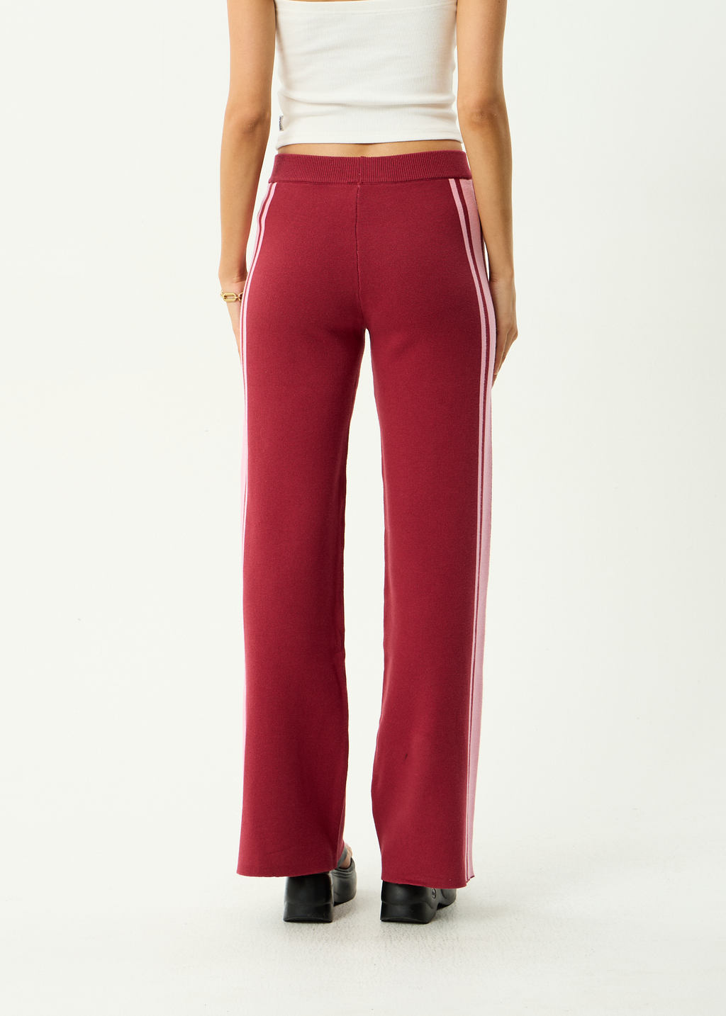 AFENDS Womens Sunny - Recycled Knit Pant - Burgundy