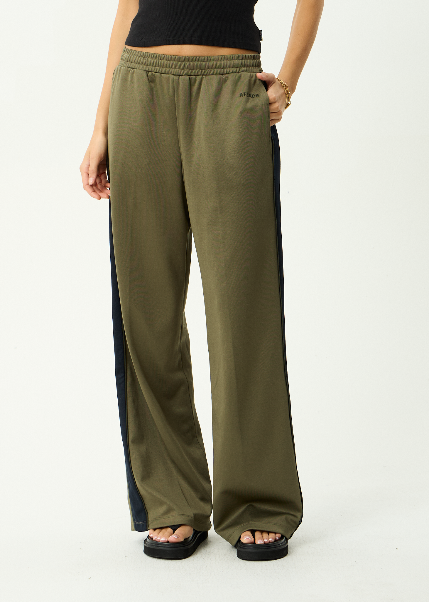 AFENDS Womens Brooklyn - Recycled Track Pant - Olive