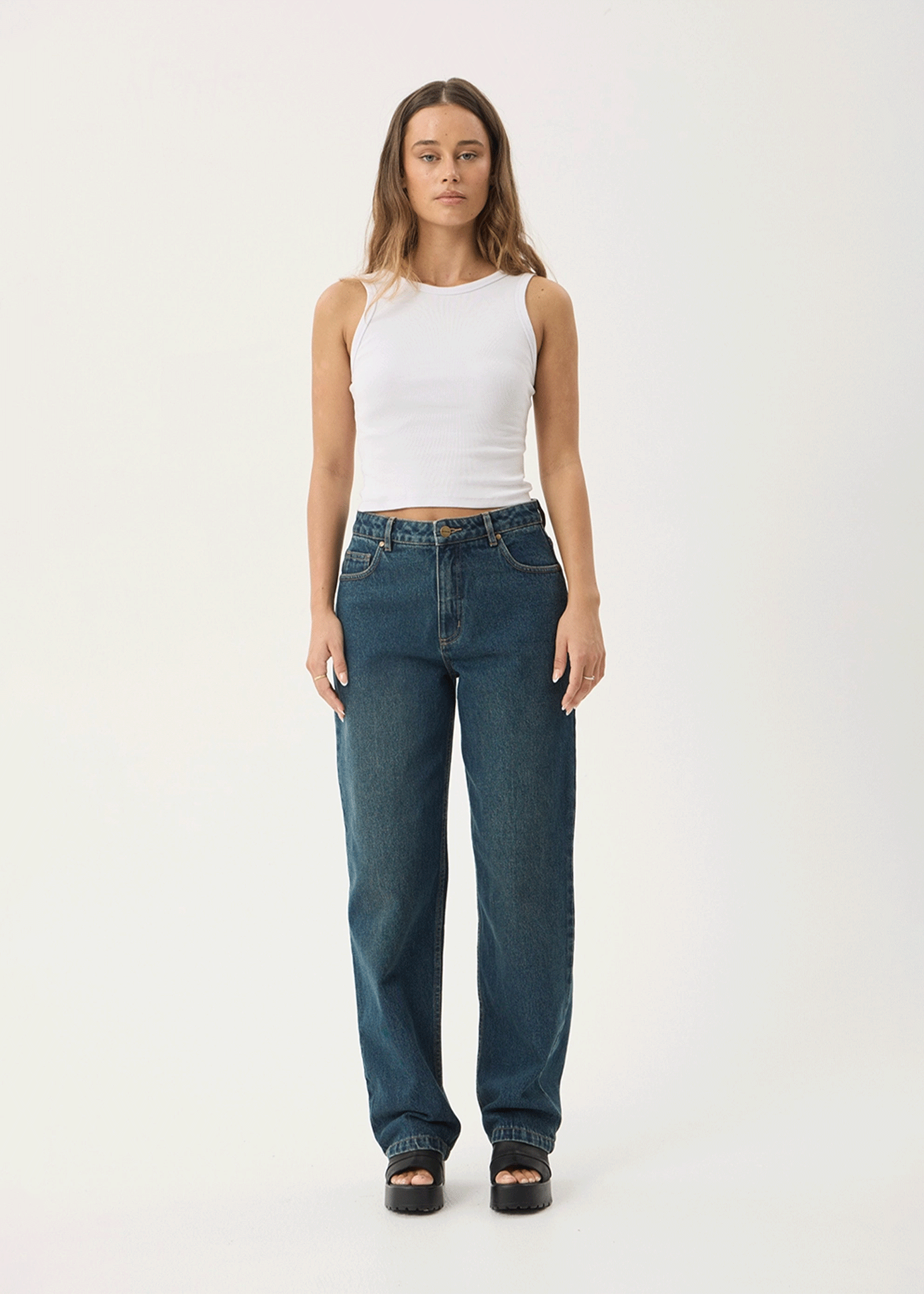 AFENDS Womens Leila - Straight Leg Jeans - Vintage Wash