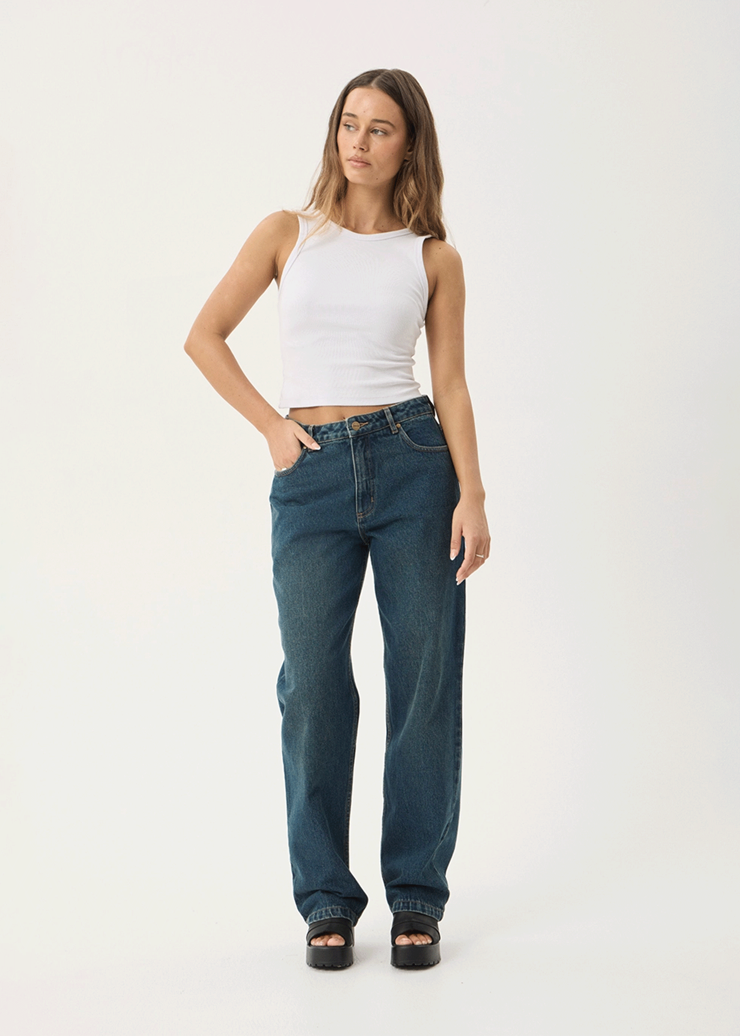 AFENDS Womens Leila - Straight Leg Jeans - Vintage Wash