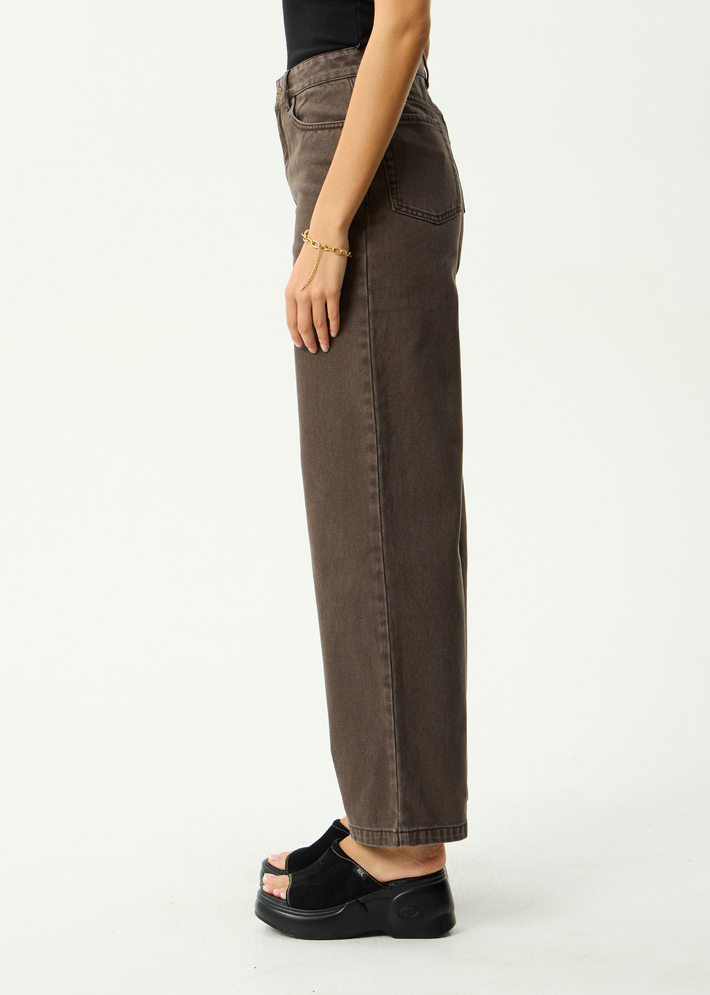 AFENDS Womens Bella - Denim Wide Leg Baggy Jean - Washed Coffee