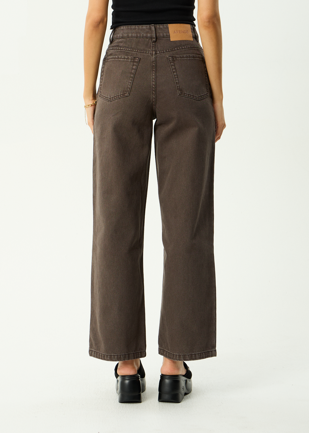 AFENDS Womens Bella - Denim Wide Leg Baggy Jean - Washed Coffee