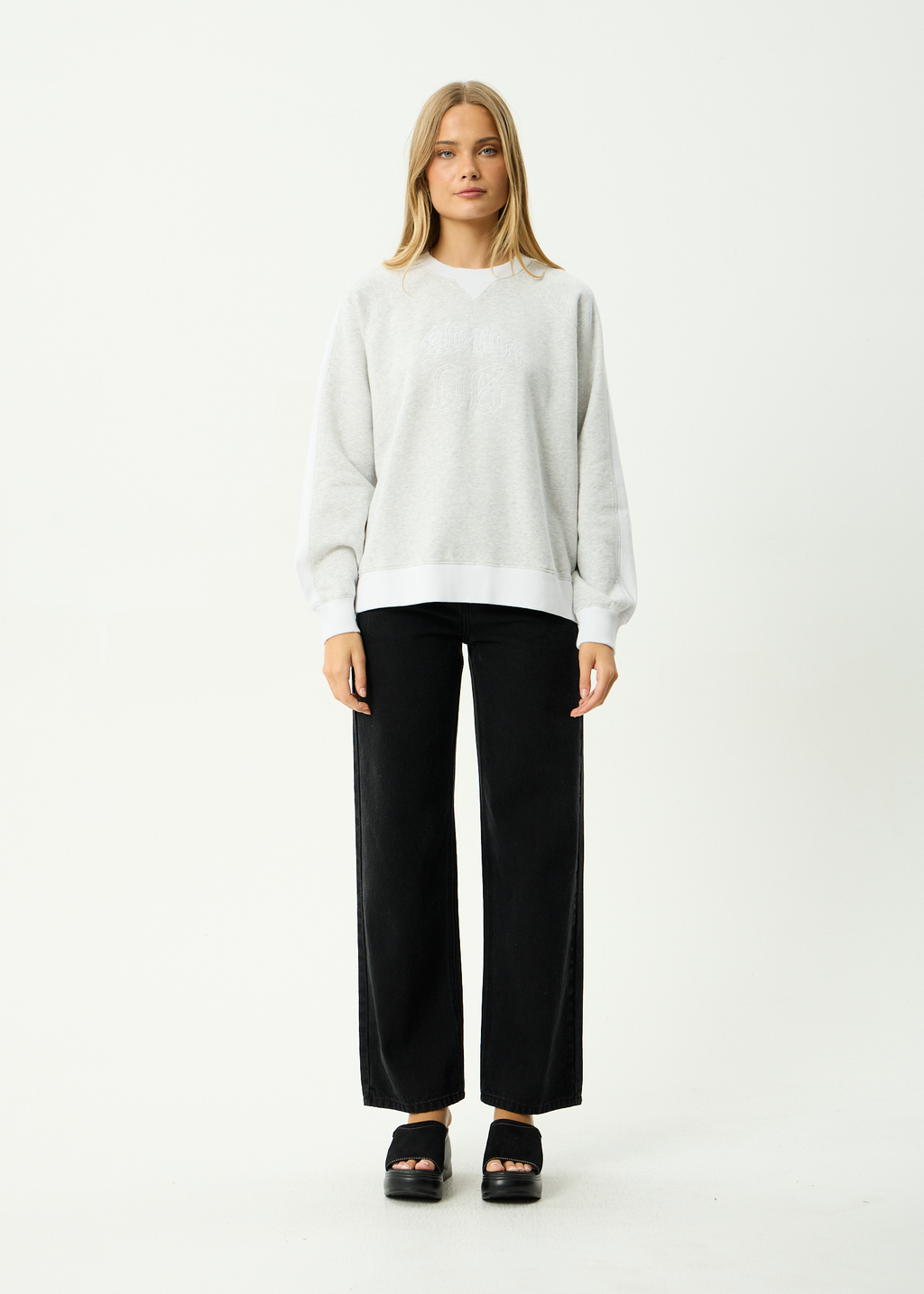 AFENDS Womens Dexter - Recycled Crew Neck - Grey Marle