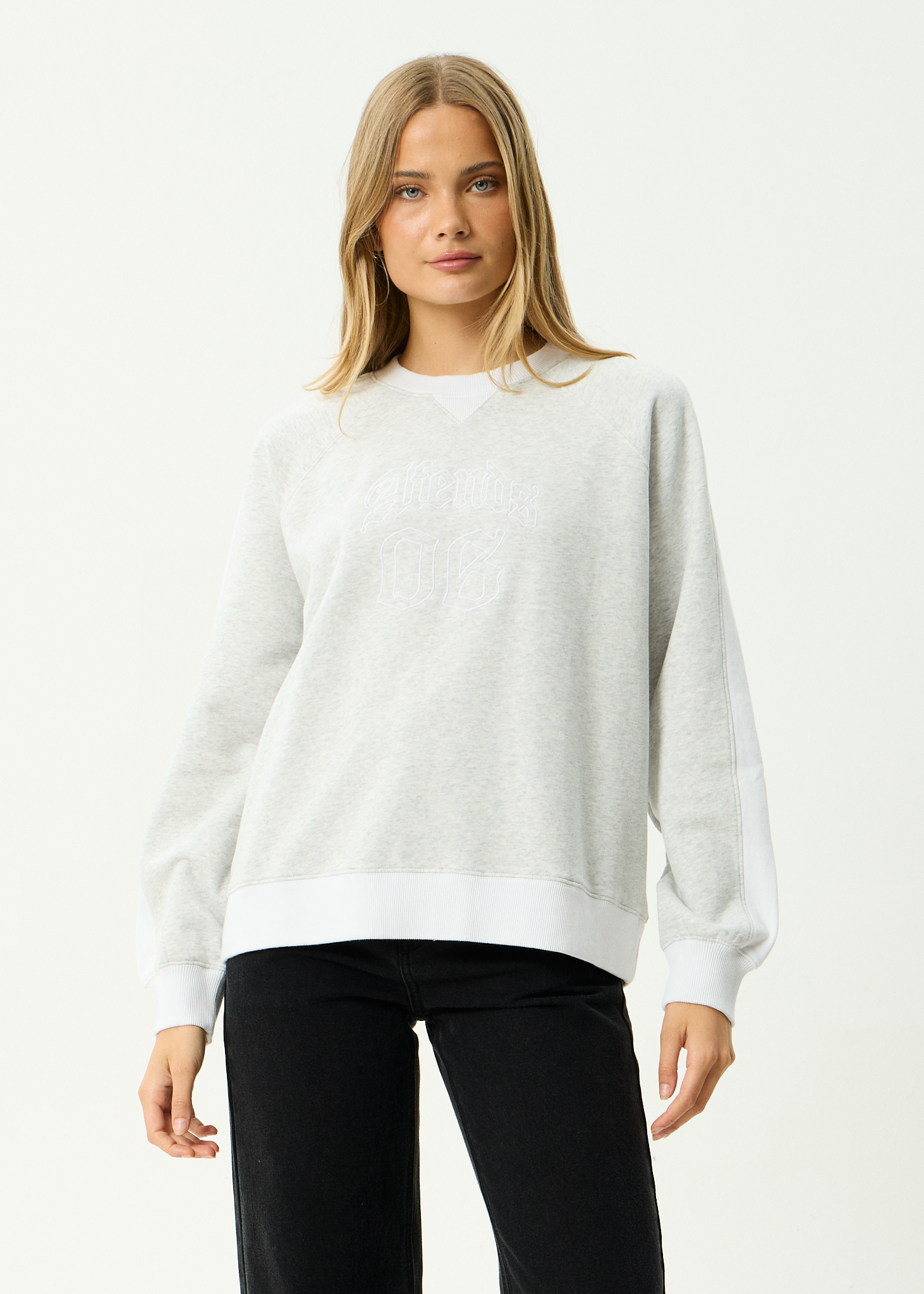 AFENDS Womens Dexter - Recycled Crew Neck - Grey Marle
