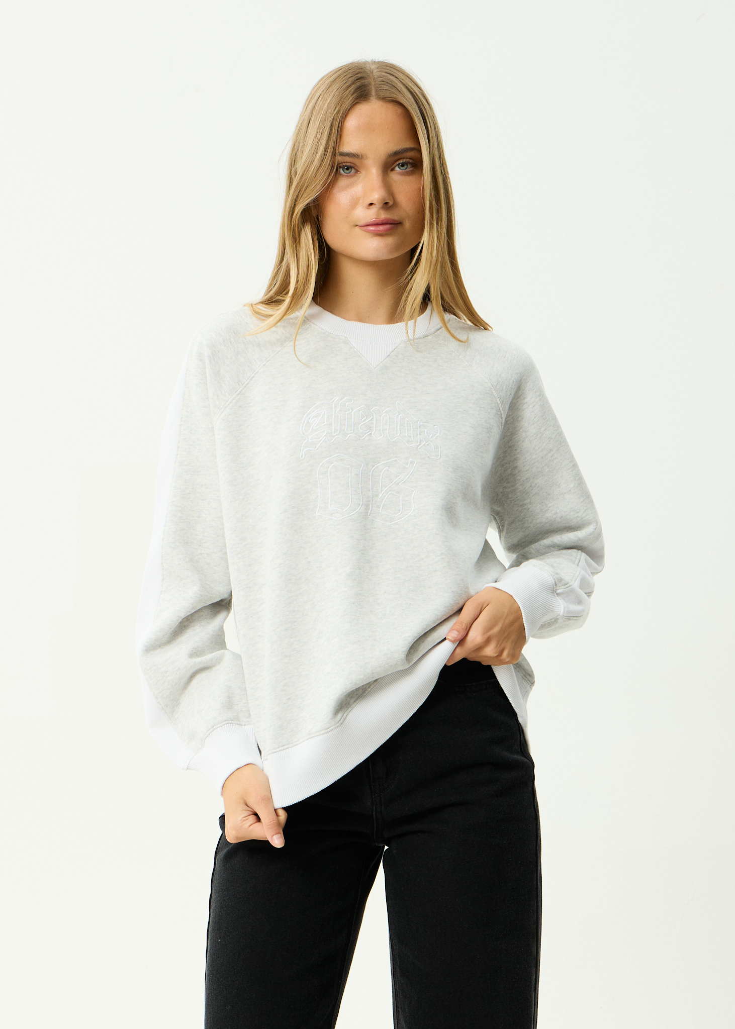 AFENDS Womens Dexter - Recycled Crew Neck - Grey Marle