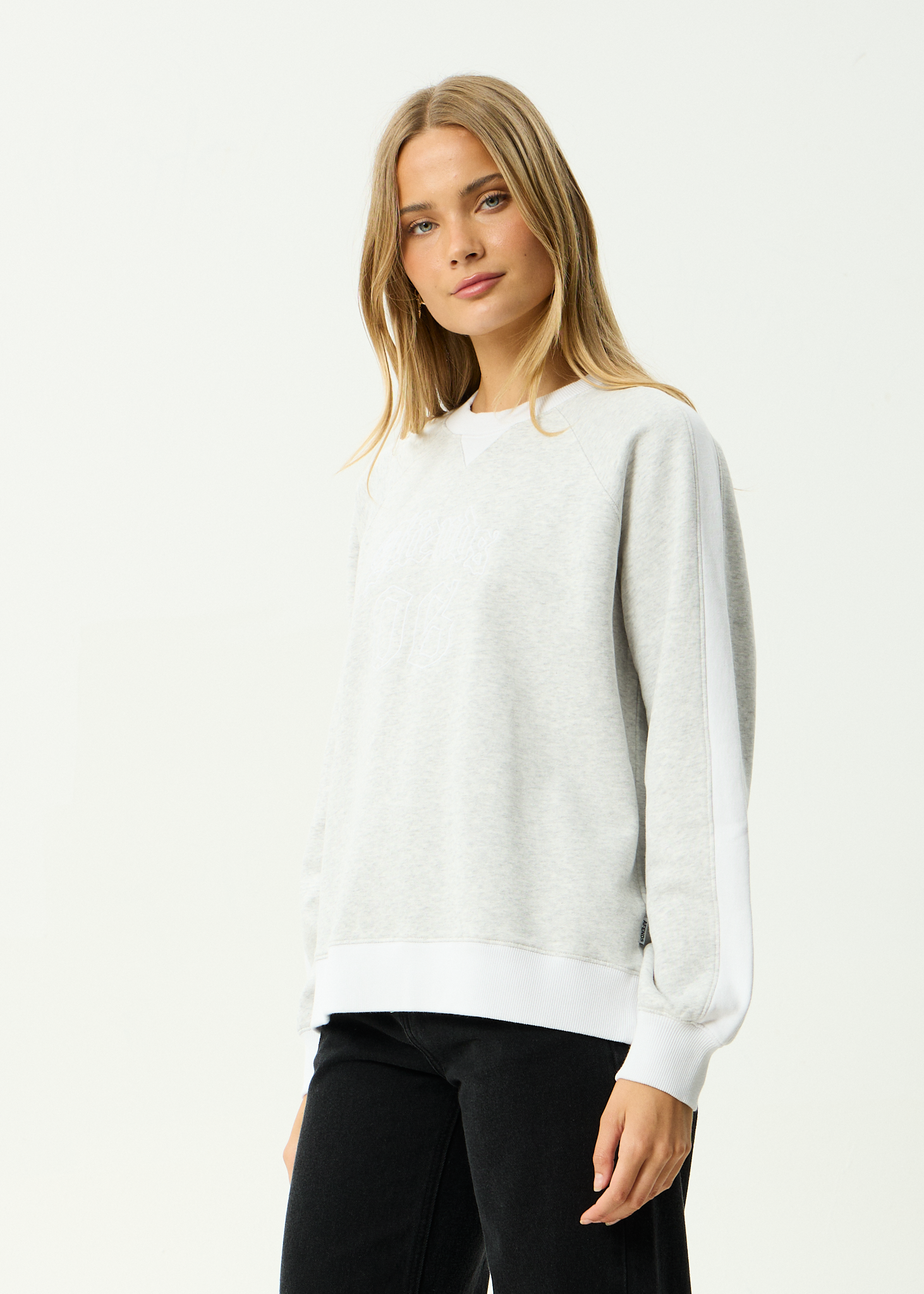 AFENDS Womens Dexter - Recycled Crew Neck - Grey Marle