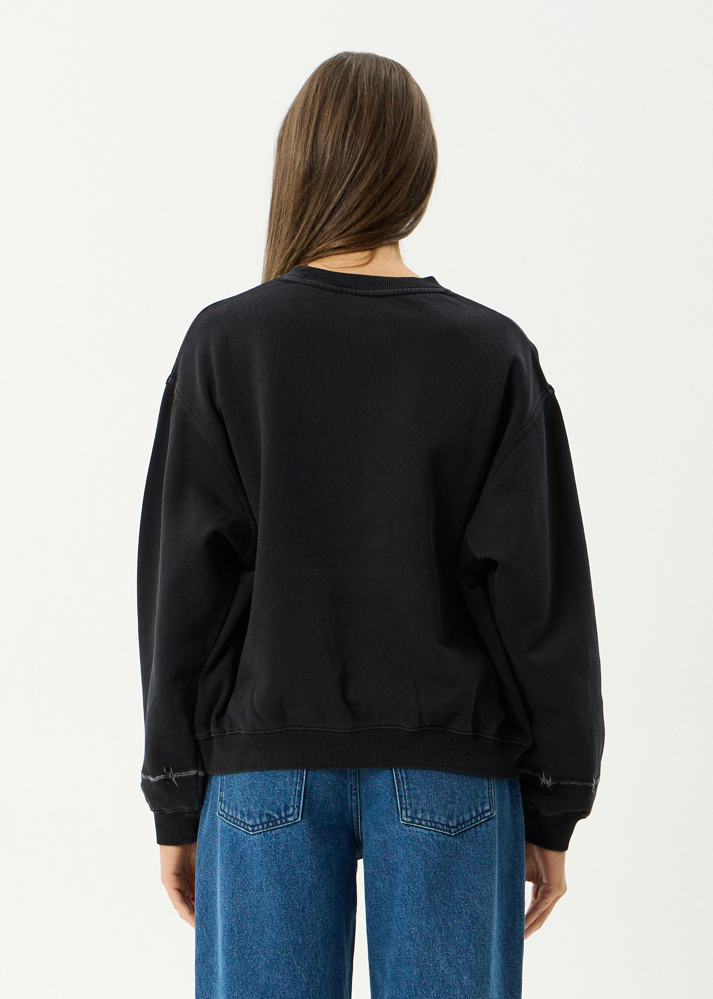 AFENDS Womens Good Nature - Recycled Crew Neck - Stone Black