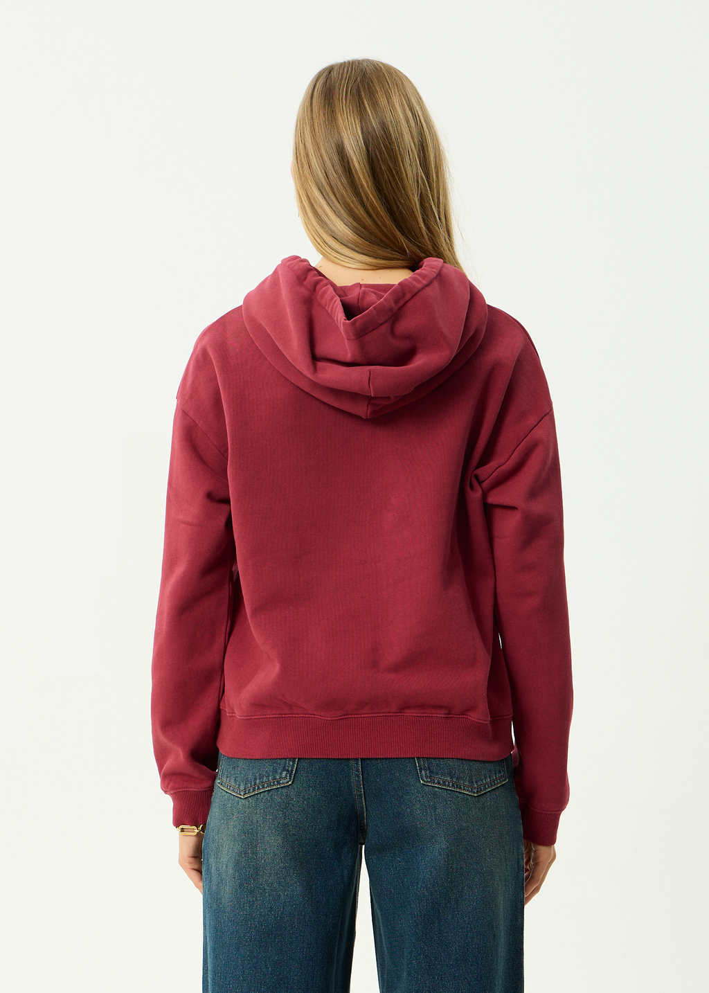 AFENDS Womens Garden Variety - Recycled Pull On Hood - Washed Burgundy
