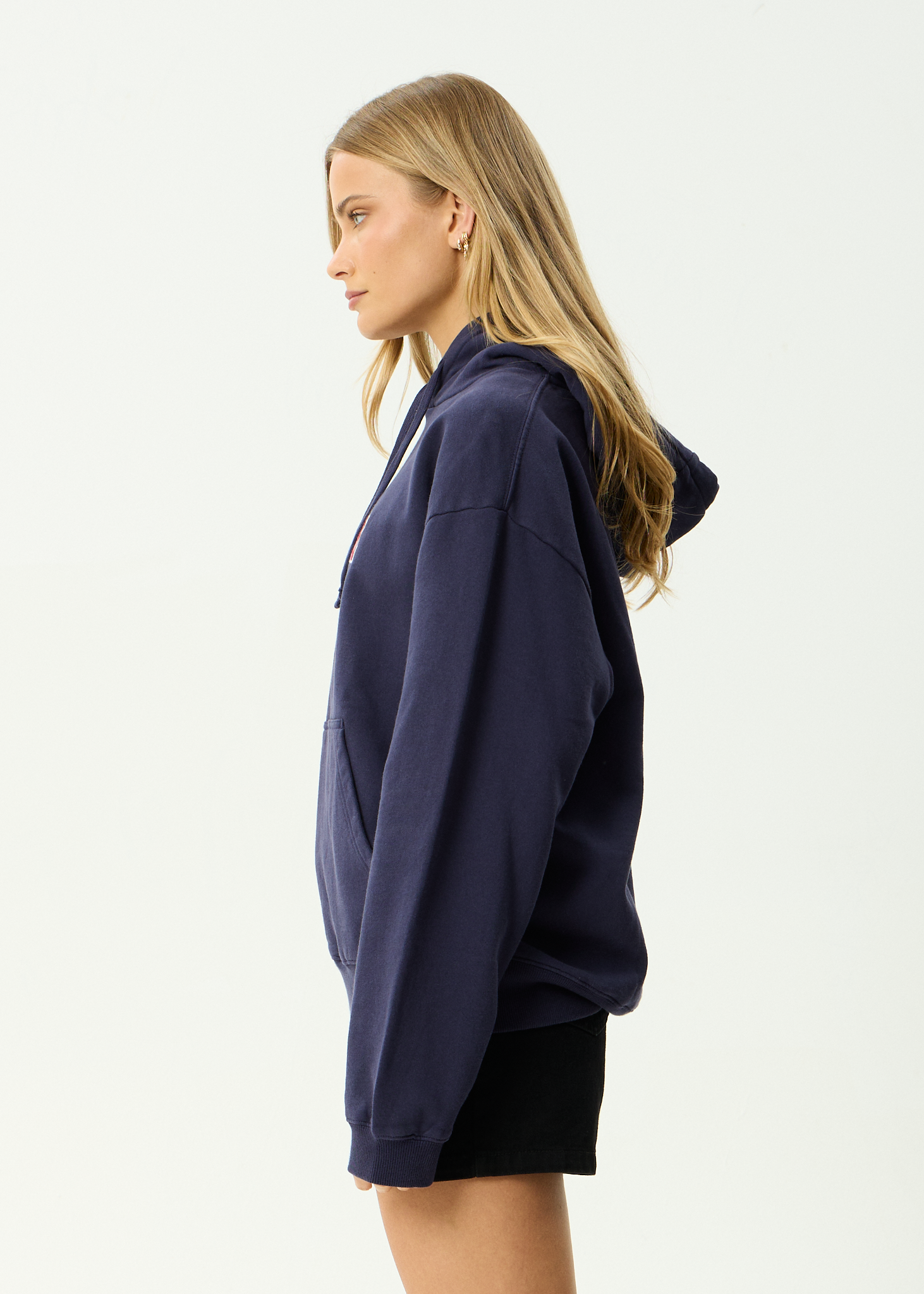 AFENDS Mens Home - Recycled Pull On Hood - Washed Deep Sea