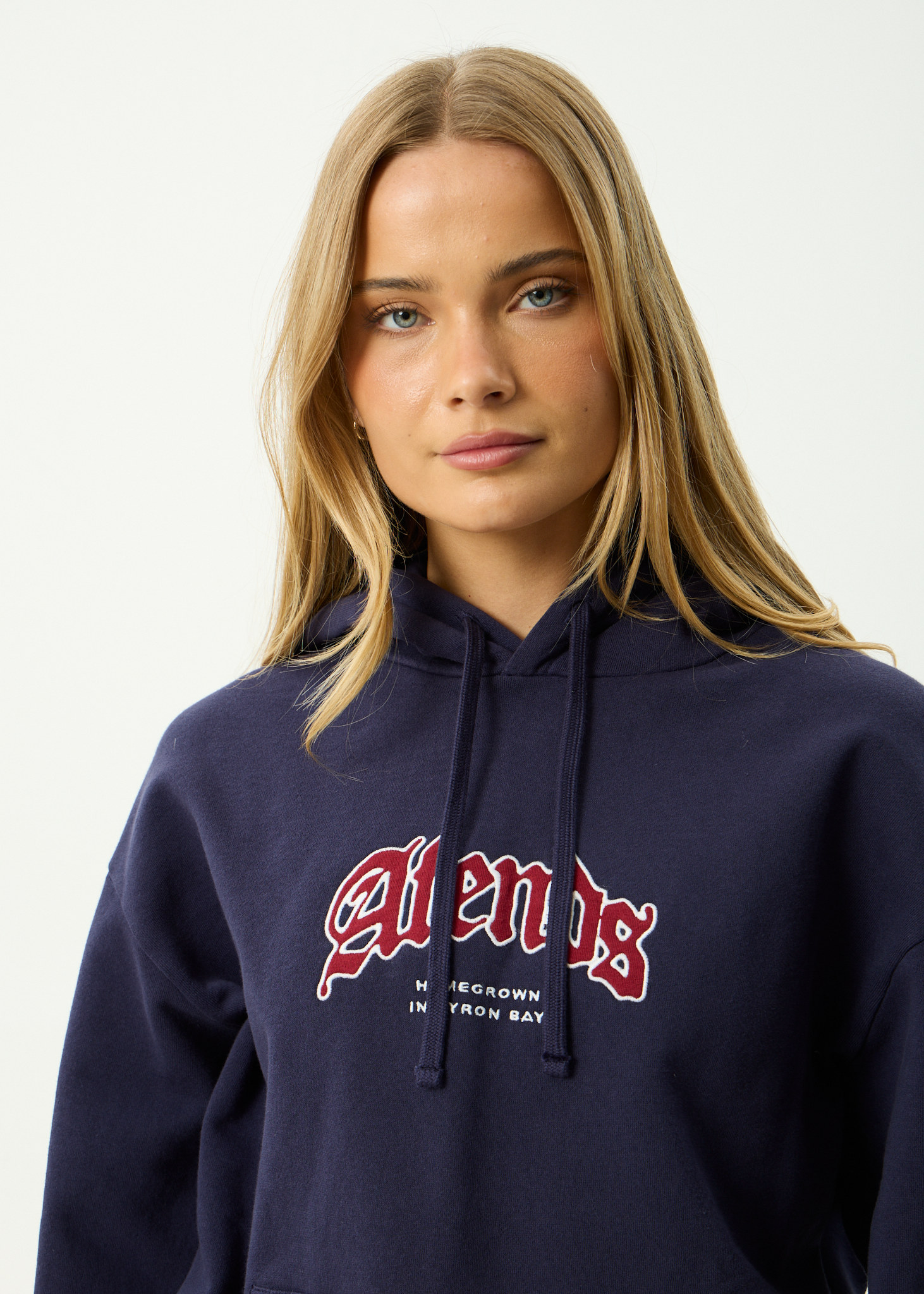 AFENDS Mens Home - Recycled Pull On Hood - Washed Deep Sea