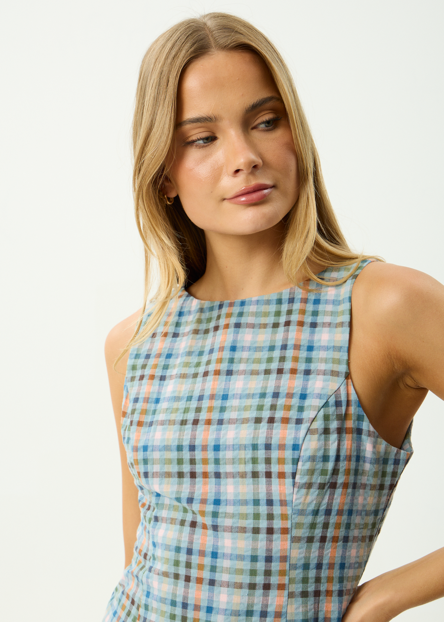 AFENDS Womens Amelie Check - Organic Mini Dress - Multi