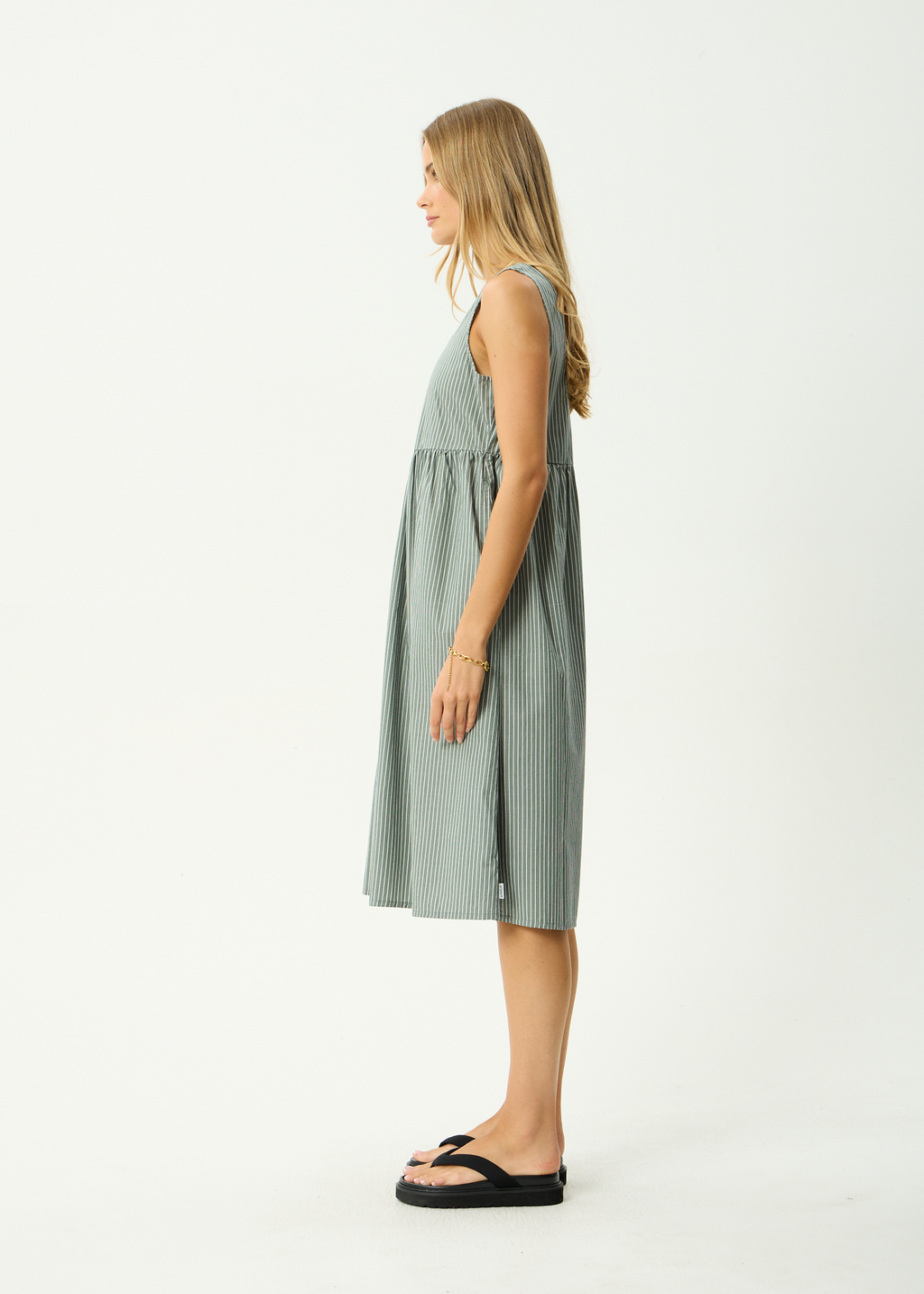 AFENDS Womens Pinned - Organic Midi Dress - Sycamore Stripe