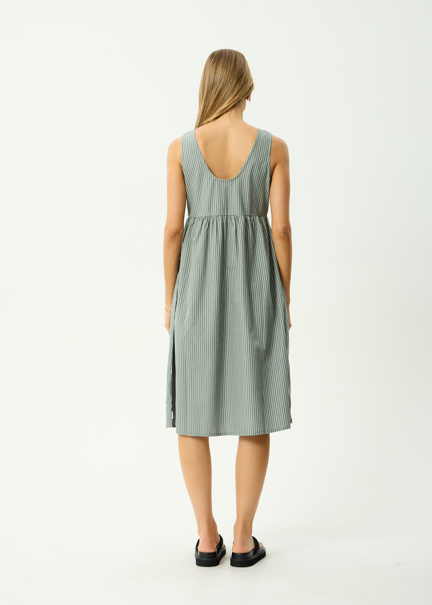 AFENDS Womens Pinned - Organic Midi Dress - Sycamore Stripe