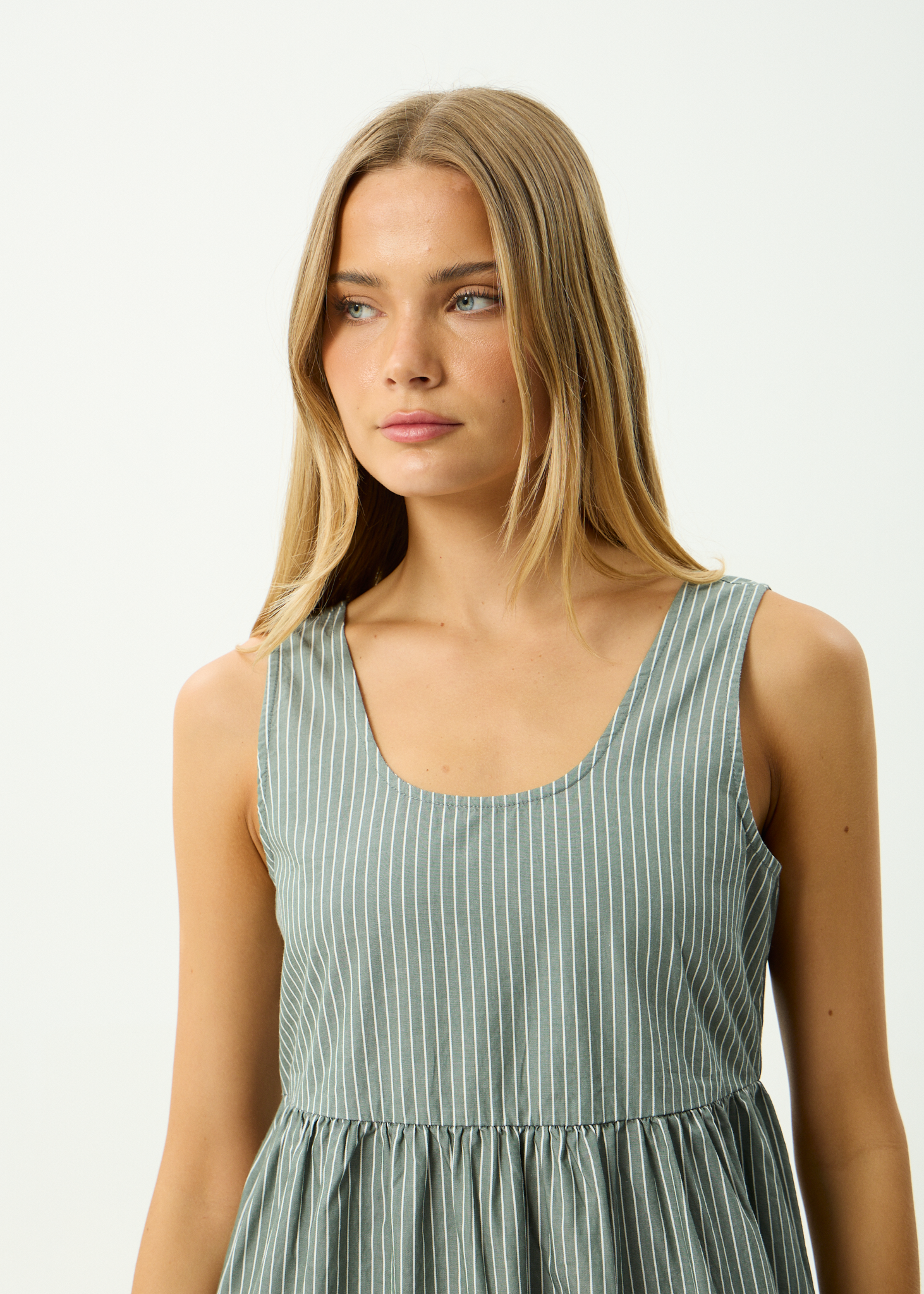 AFENDS Womens Pinned - Organic Midi Dress - Sycamore Stripe